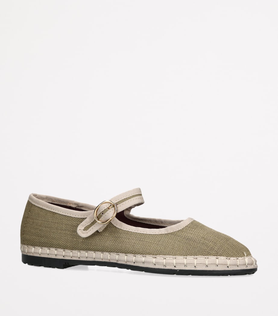 Flabelus Linen Ishmael Mary Janes Khaki Image 3