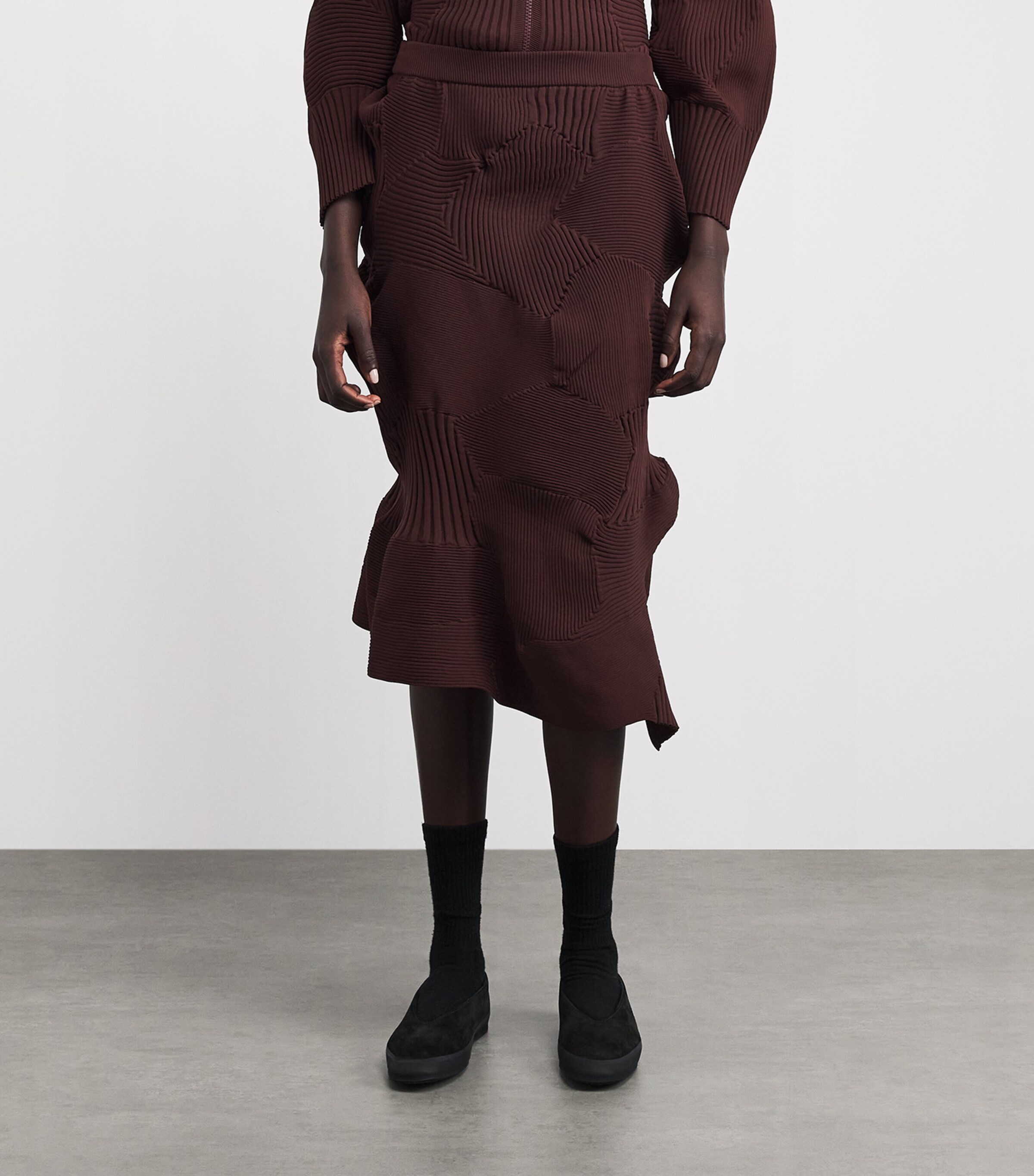 Issey Miyake Womens Kone Kone Knit Skirt Dark Brown Image 4