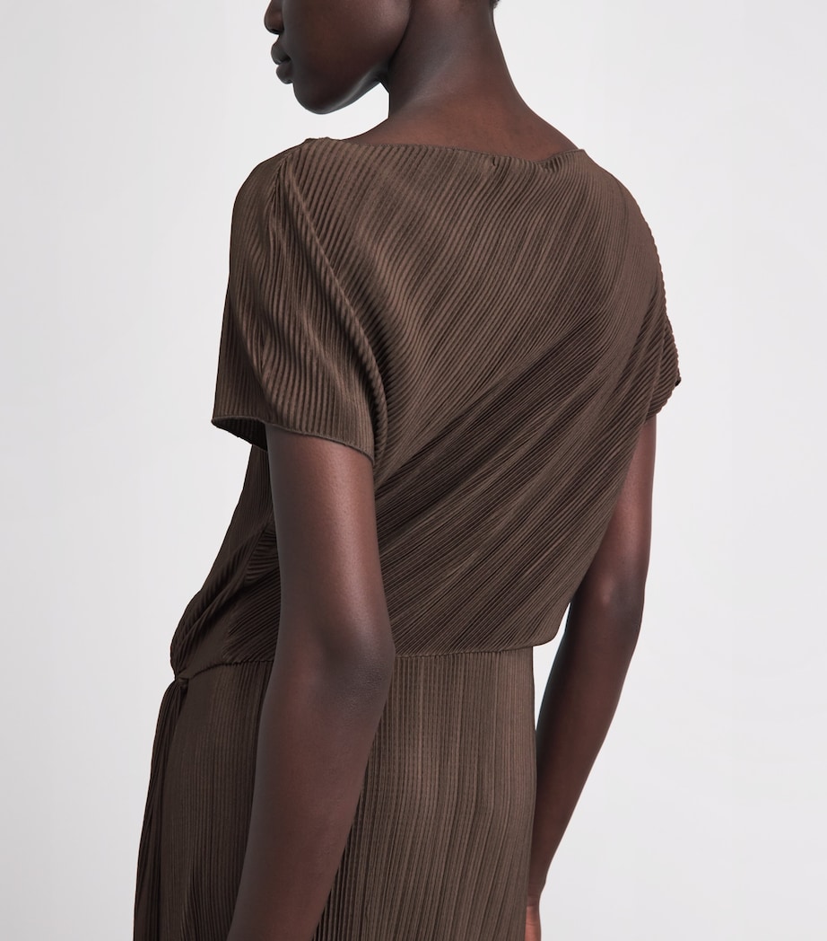 Vince Womens Pleated Midi Dress Clove Image 5