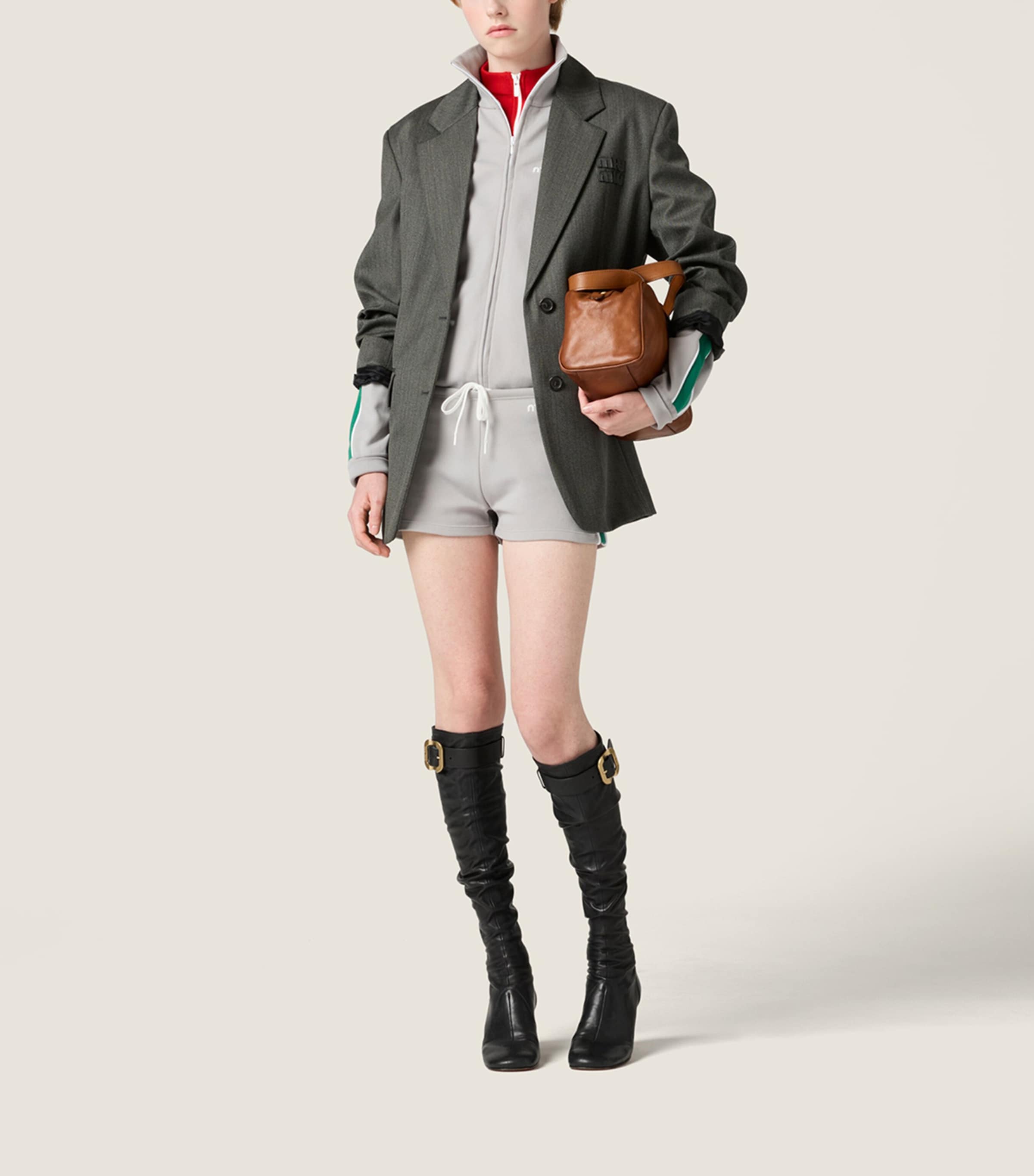 Miu Miu Womens Wool Twill Logo Blazer Image 2
