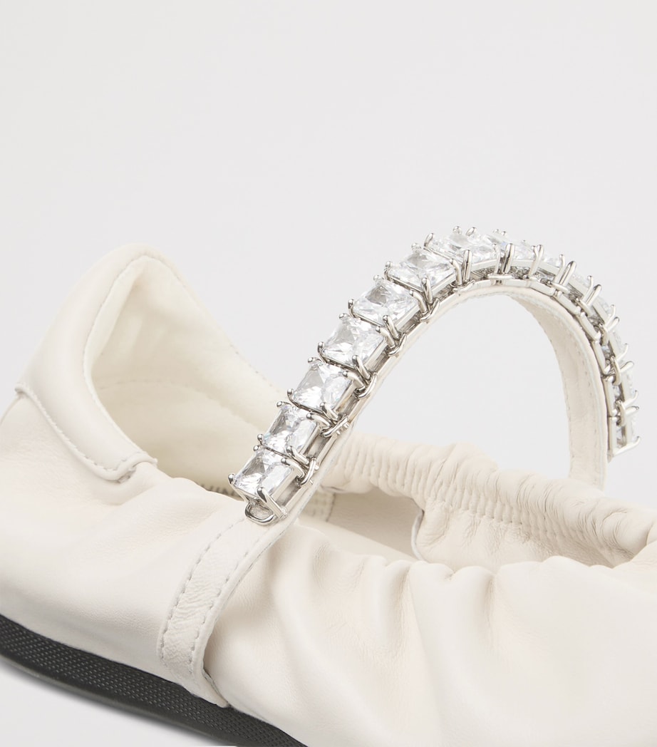 Jimmy Choo Jade Embellished Leather Ballet Flats X Latte/crystal Image 6