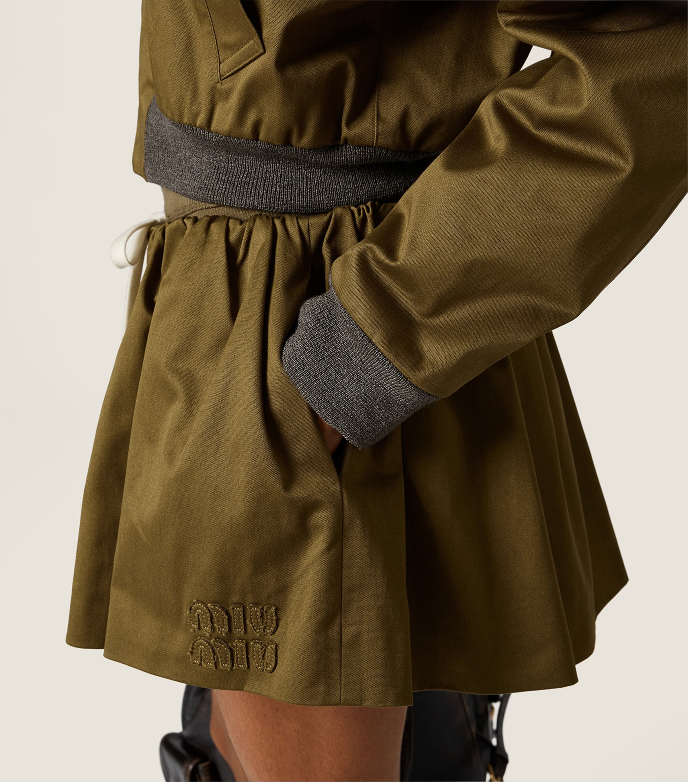 Miu Miu Womens Cotton Satin Flared Mini Skirt Image 4
