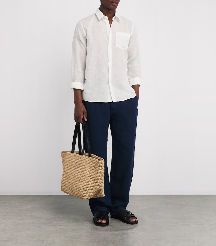 Cotton-Linen Embroidered Caroubis Shirt 010-WHITE Image 2