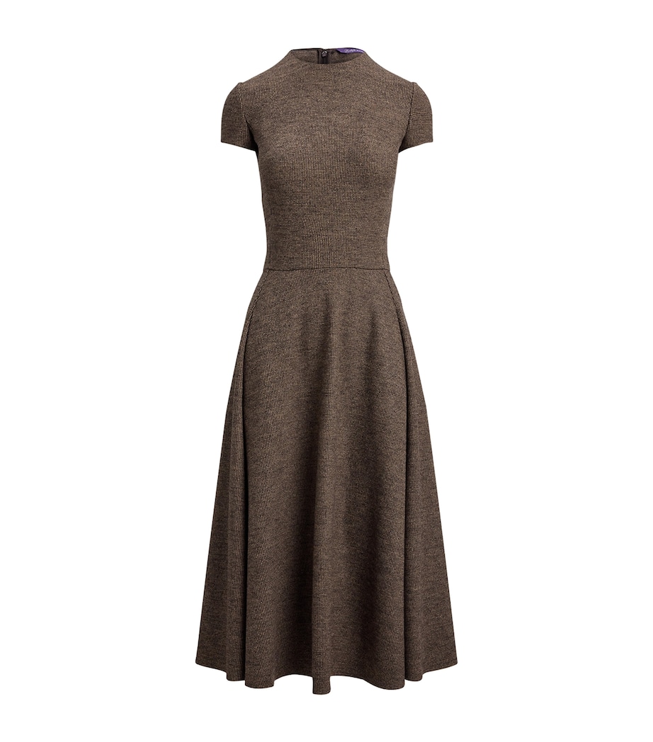 Wool Tick-Weave Margaret Midi Dress DARK BROWN/CAMEL Image 1