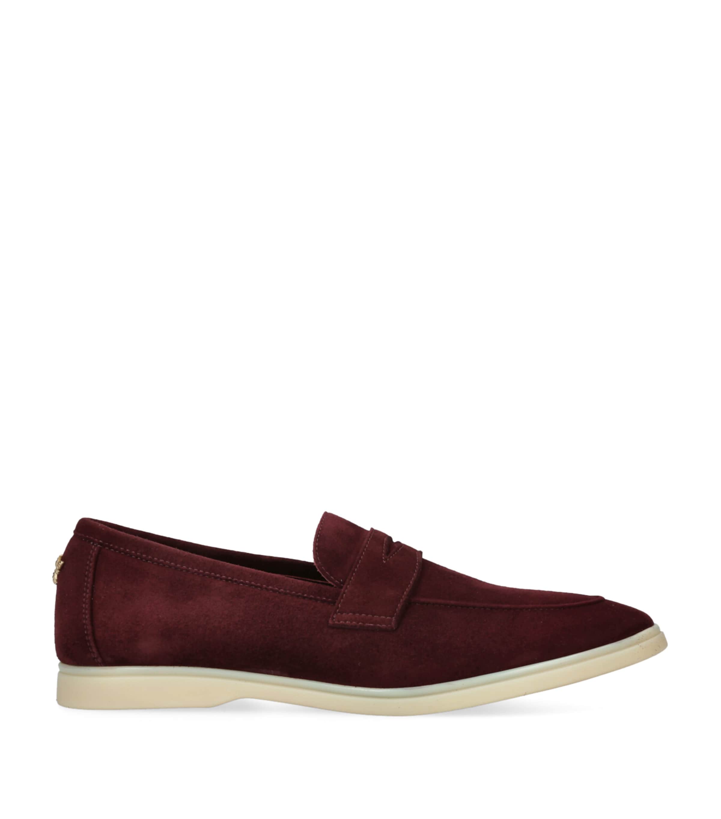 Bougeotte Suede Loisir Gommé Loafers In Burgundy