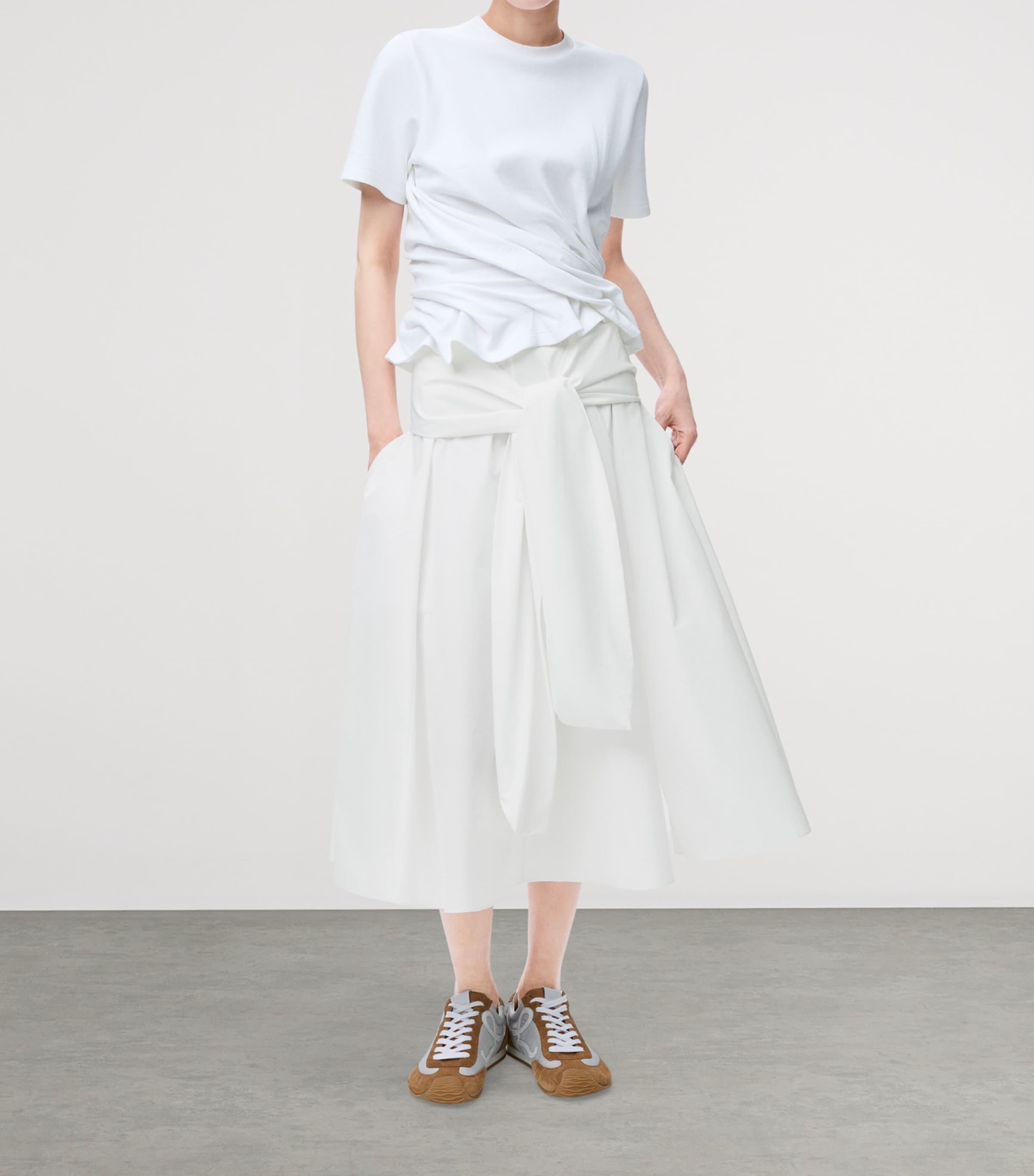 LOEWE Cotton midi skirt コットン ミディ スカート シンプル LOEWE Cotton Draped Midi Skirt | Harrods UK