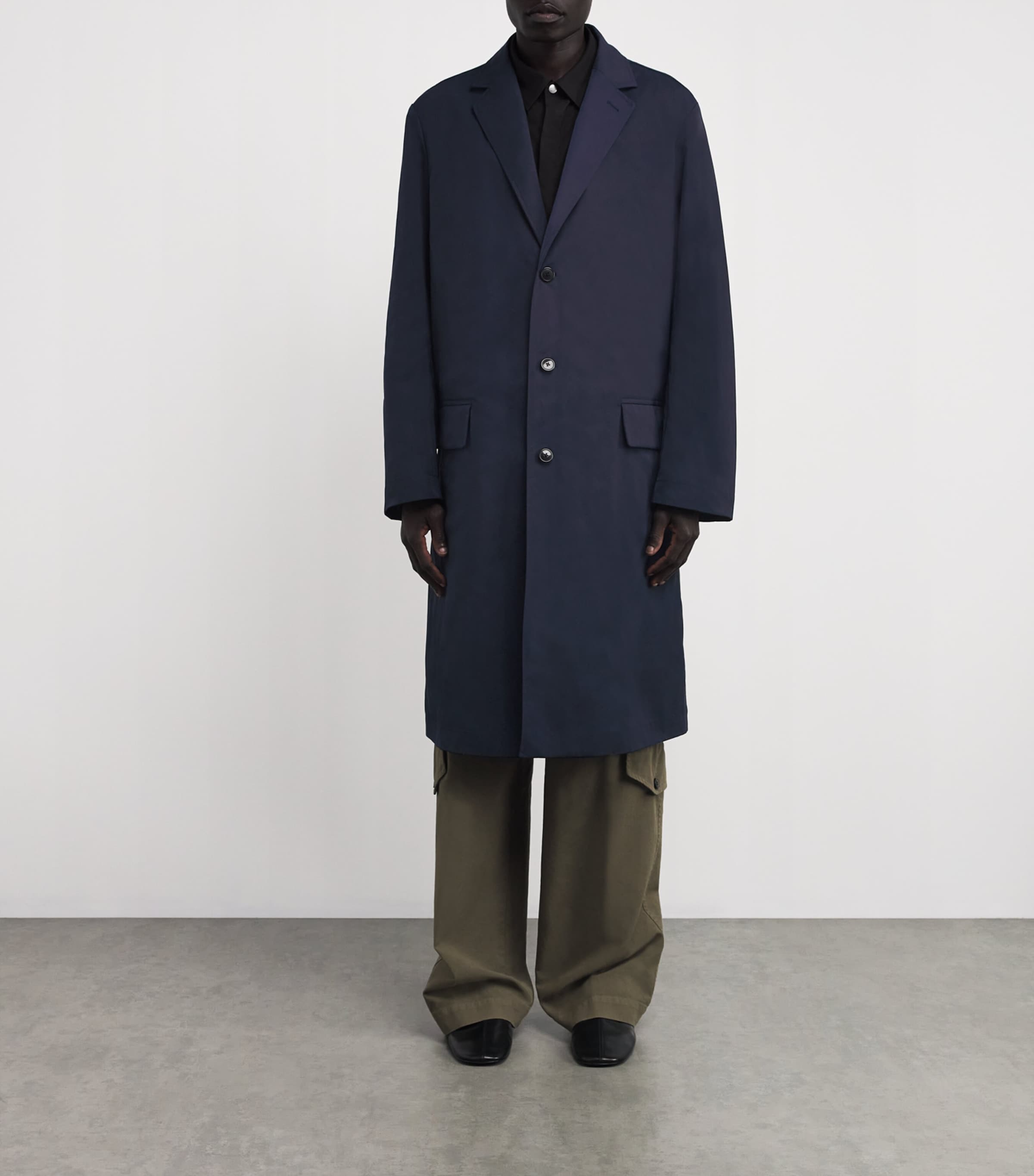 DRIES VAN NOTEN Mens Oversized Rinley Overcoat Navy Image 3