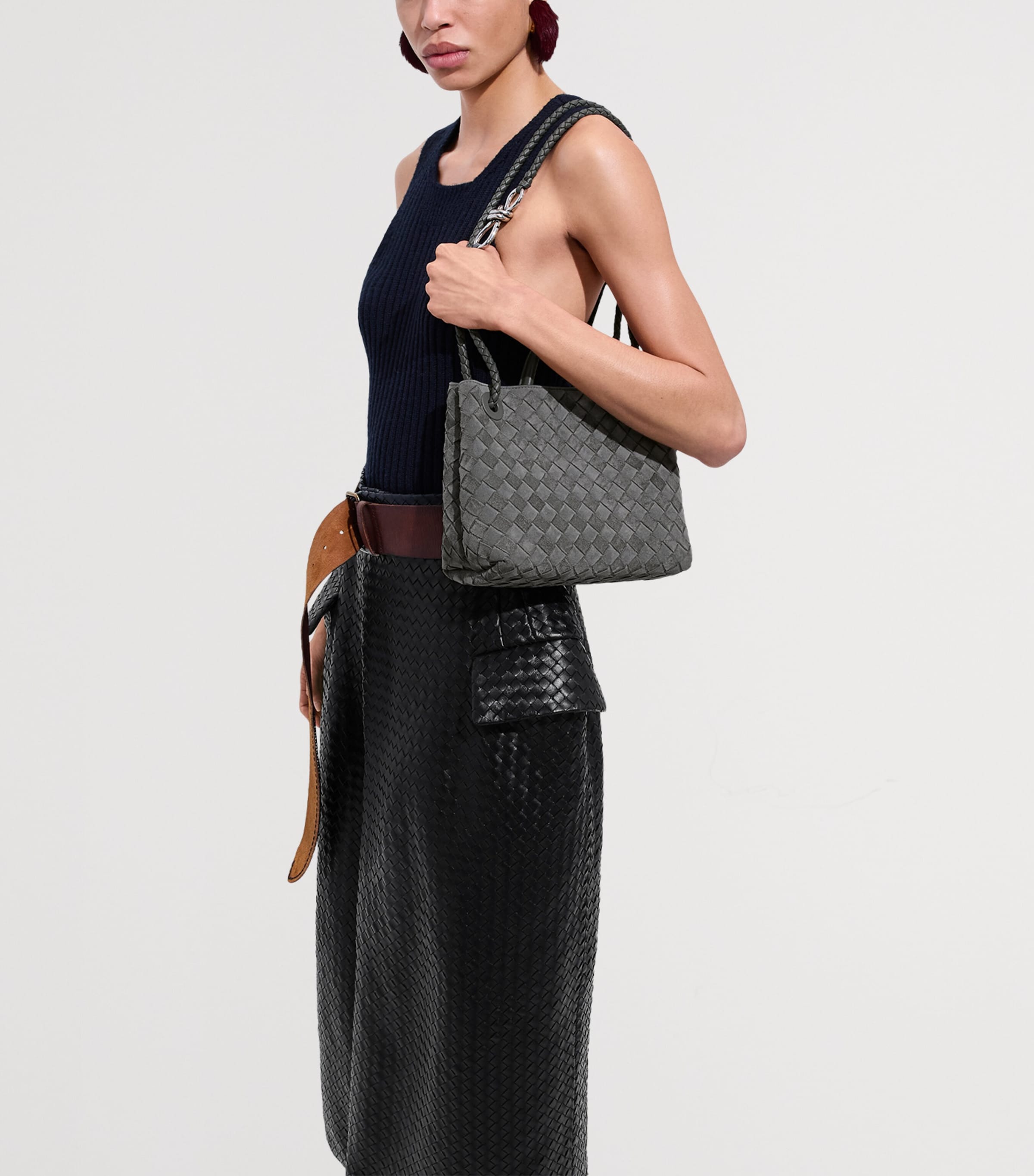 Bottega Veneta Small Suede Andiamo Top-Handle Bag Image 4