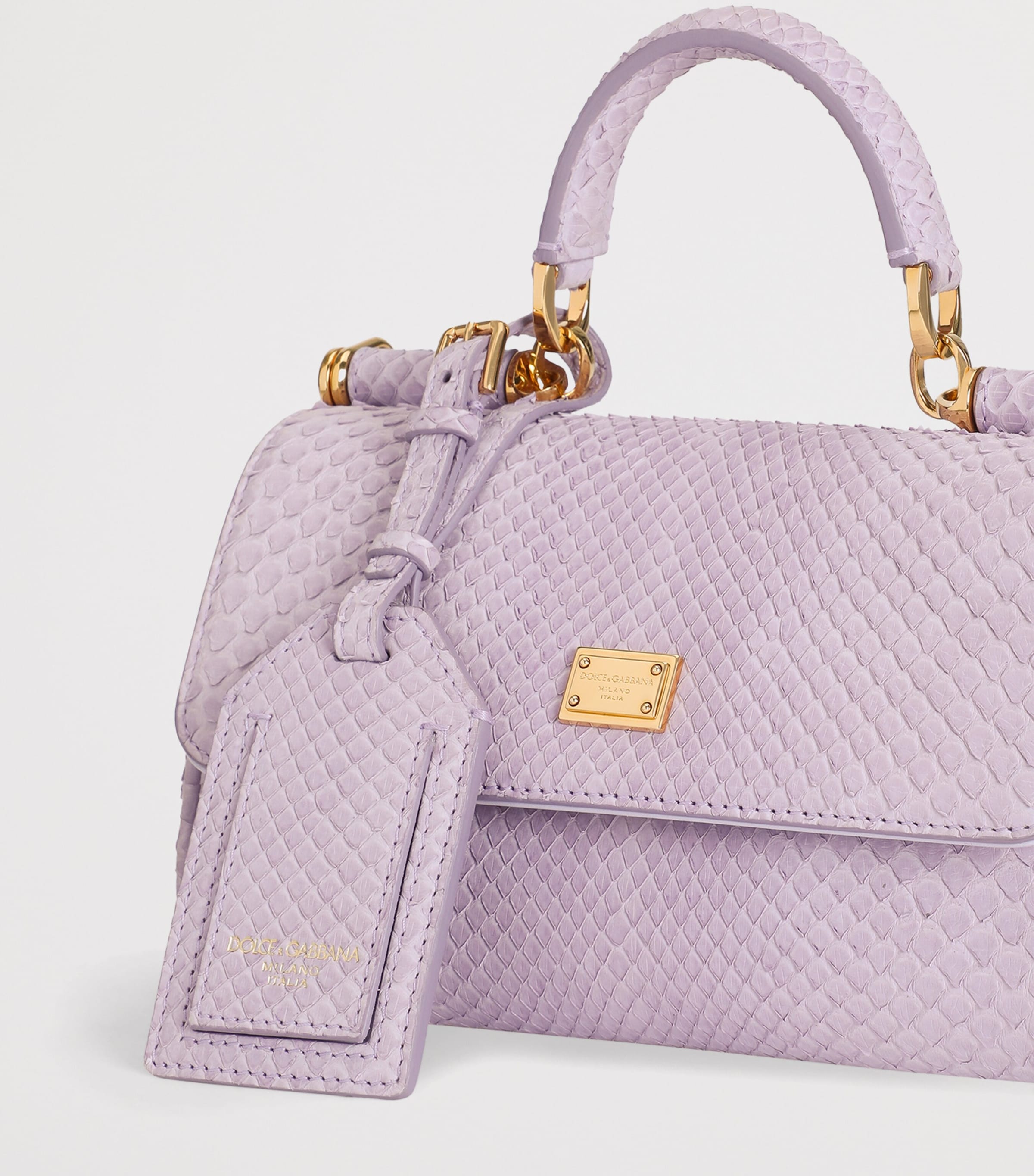 Dolce&Gabbana Mini Python Leather My Sicily Top-Handle Bag Lilac Image 4