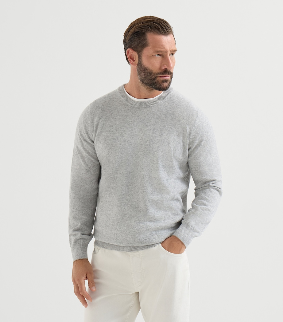 Brunello Cucinelli Mens Cashmere Crew-Neck Sweatshirt Image 3