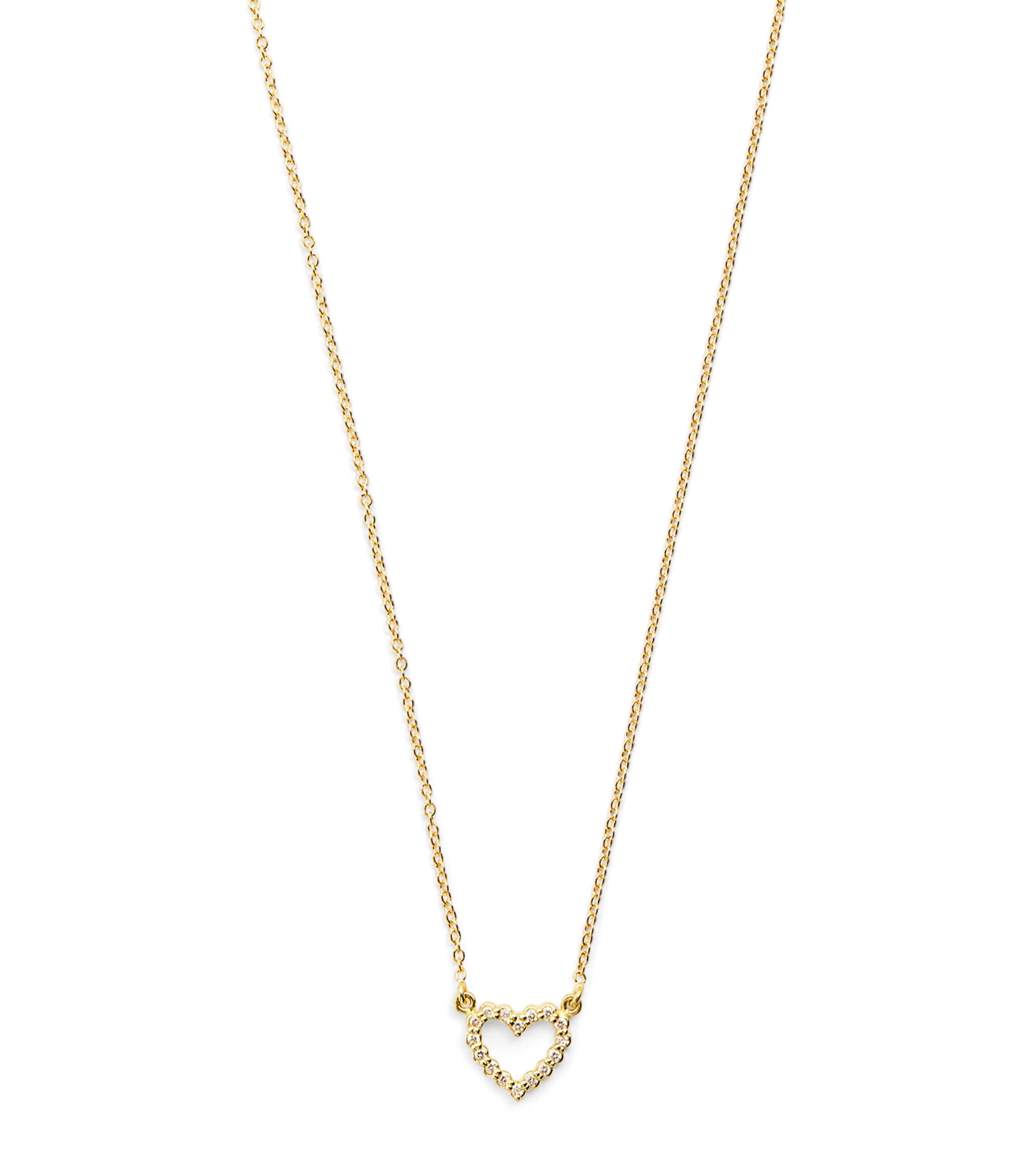 Jennifer Meyer Mini Yellow Gold And Diamonds Open Heart Necklace