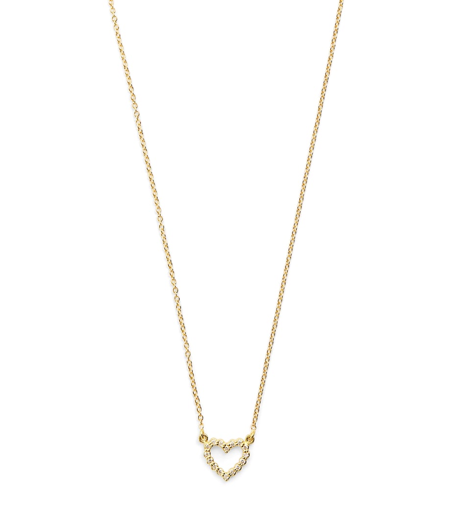 Mini Yellow Gold and Diamonds Open Heart Necklace YELLOW GOLD Image 1