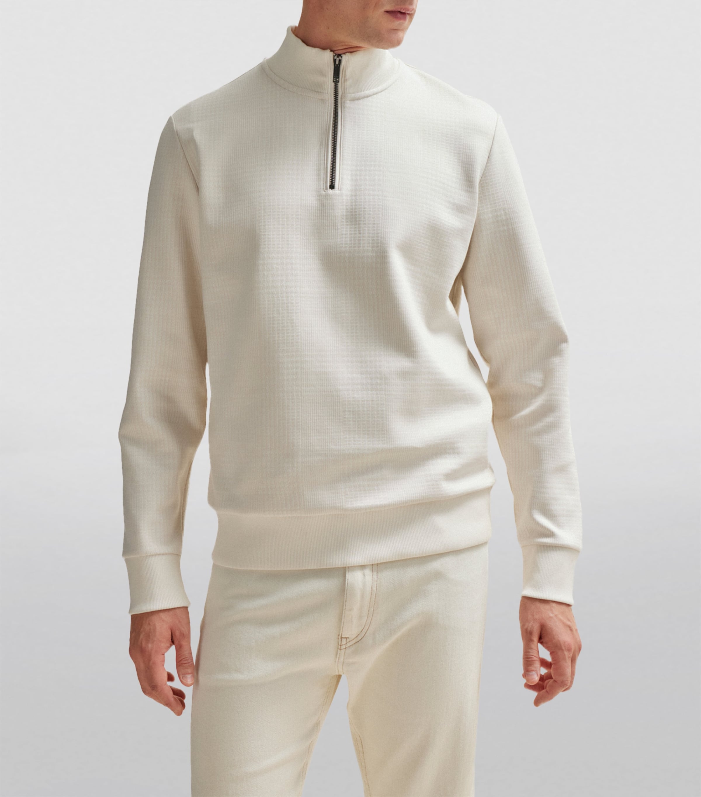 Cotton-Blend Zip-Up Sweater 118 Image 3