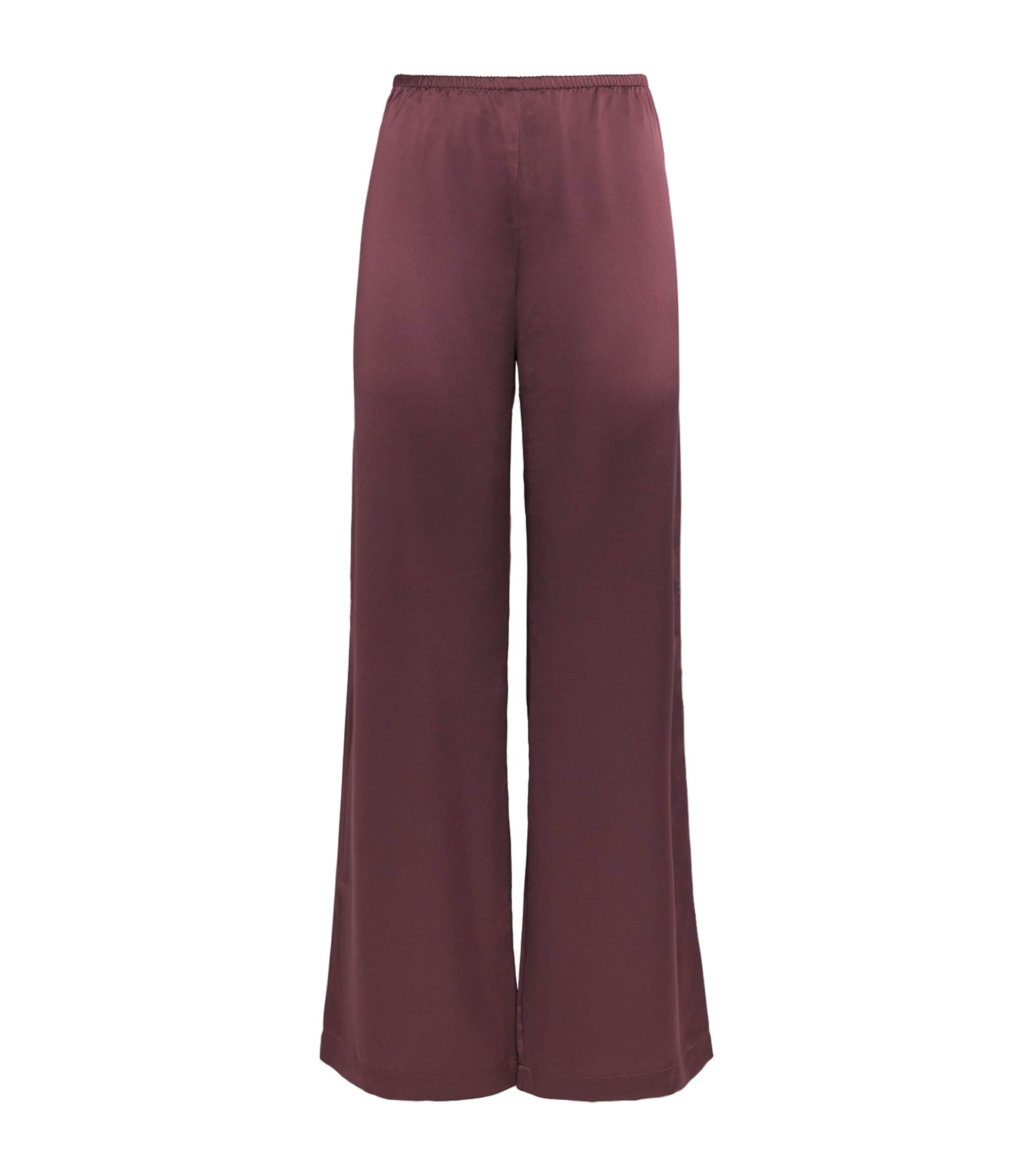 LESET Womens Satin Barb Wide-Leg Trousers Malbec Image 1