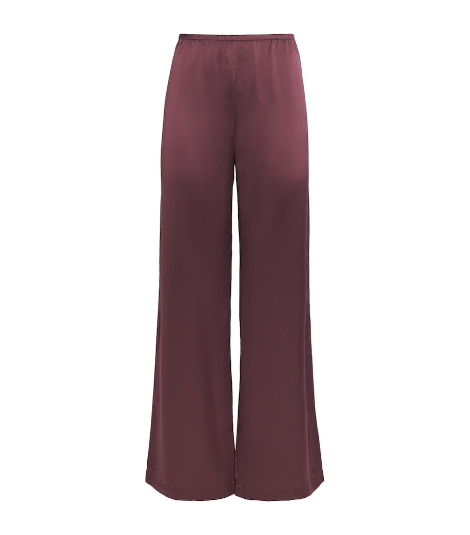 LESET Womens Satin Barb Wide-Leg Trousers Malbec Image 1