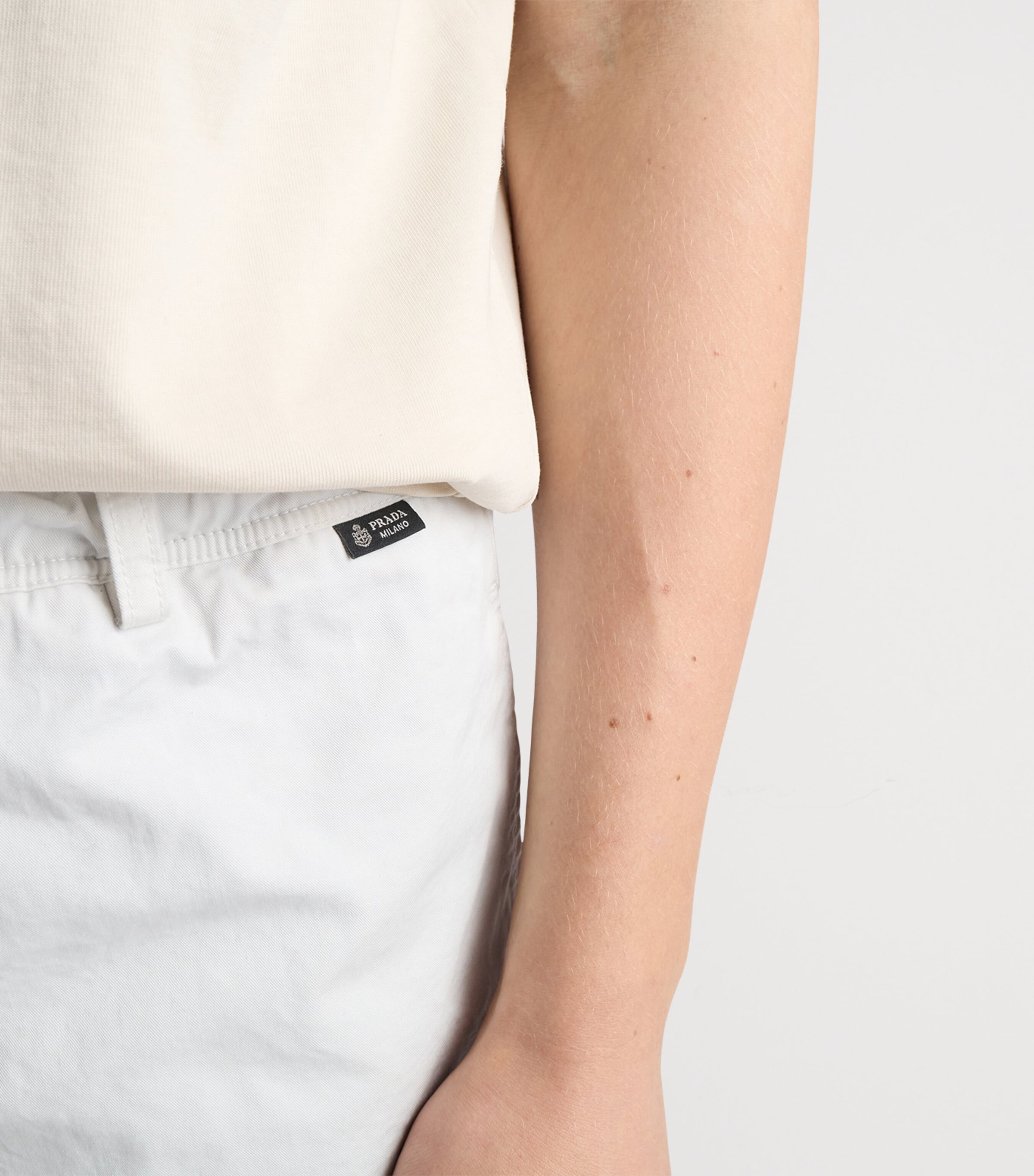 Prada Mens Cotton Twill Swim Shorts Neutral Image 6