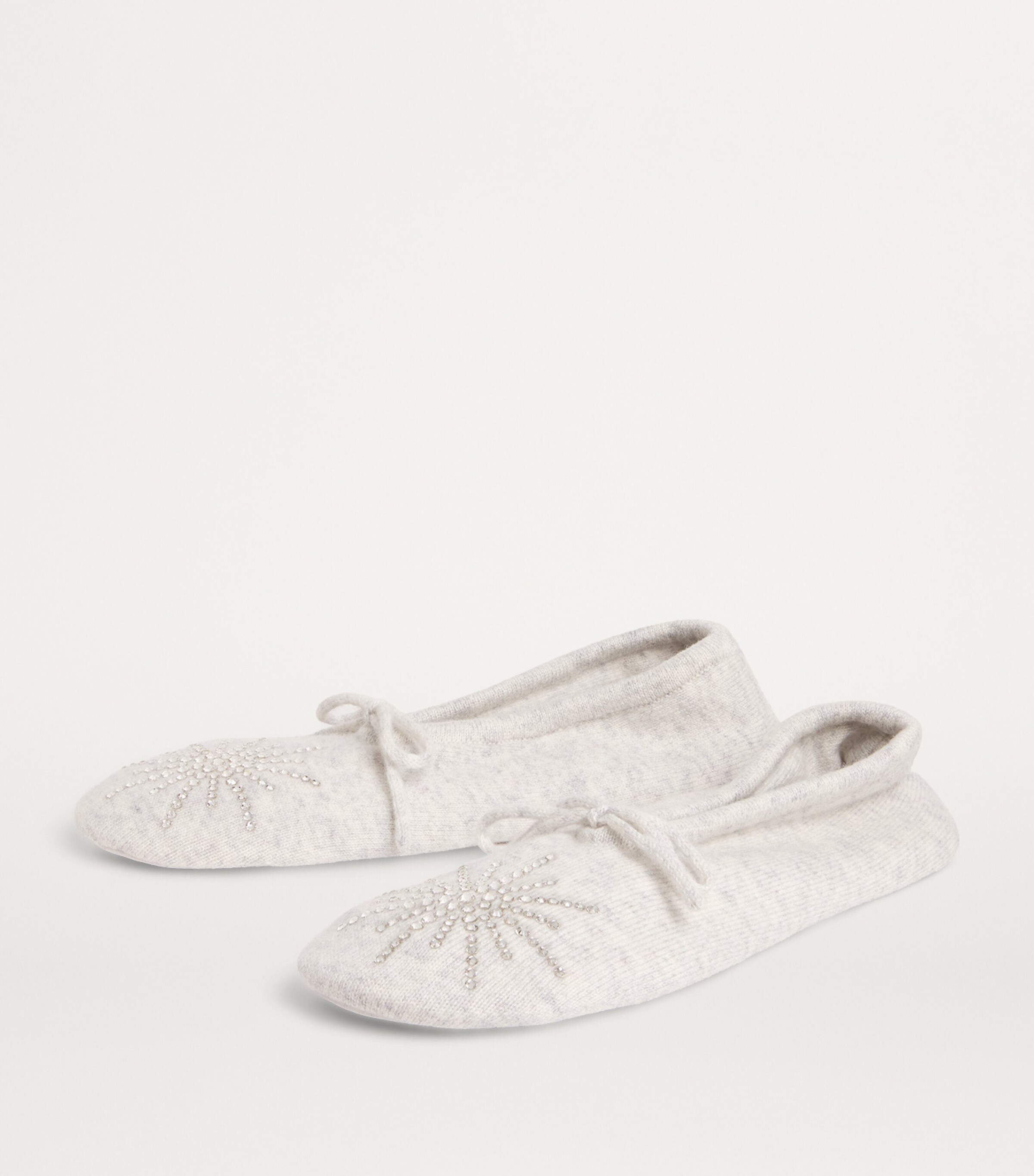 William Sharp Cashmere Crystal-Embellished Dolly Slippers Silverhaze Image 3