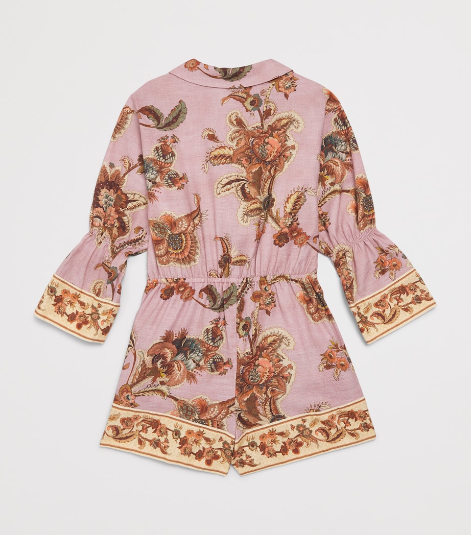 Zimmermann Kids Floral Playsuit (2-12 Years) Mauve Jacobean Image 2