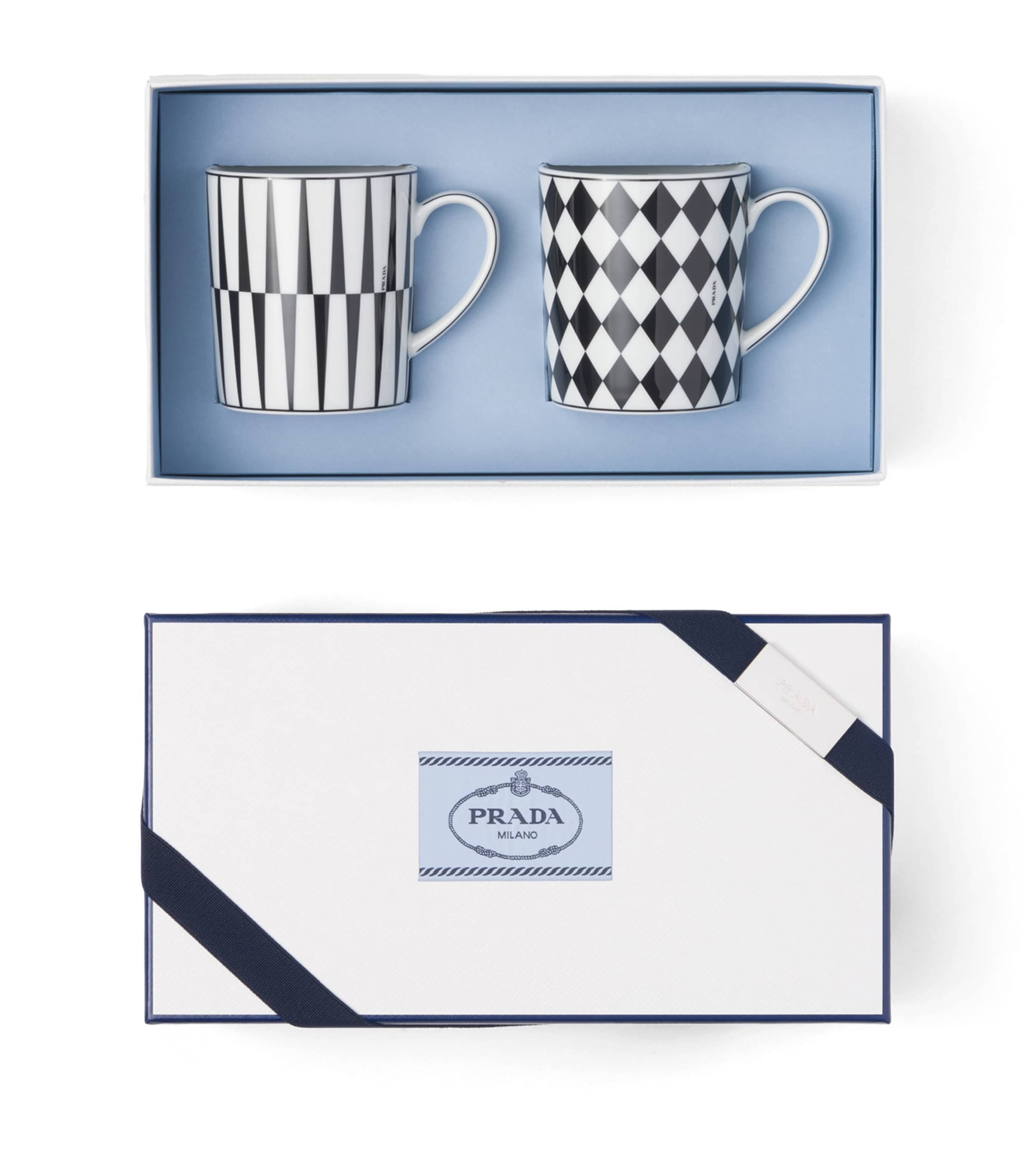 Porcelain Checkerboard and Stripes Mugs (Set of 2) F0E5W Image 2