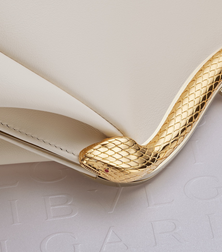 Bvlgari Medium Leather Serpentine Clutch Bag White Image 3