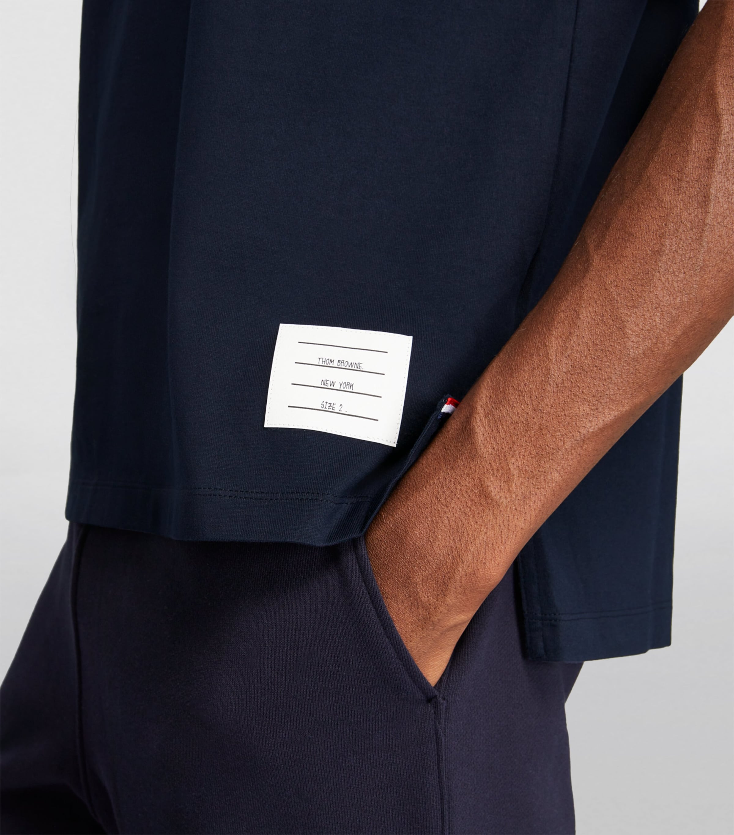 Thom Browne Navy Cotton Name Tag T-Shirt | Harrods US Thom Browne Navy Cotton Name Tag T-Shirt | Harrods US
