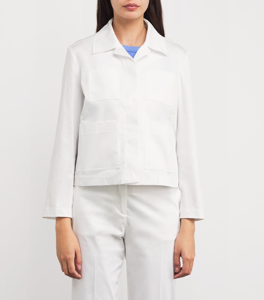 Stretch-Cotton Collared Jacket WHITE Image 3