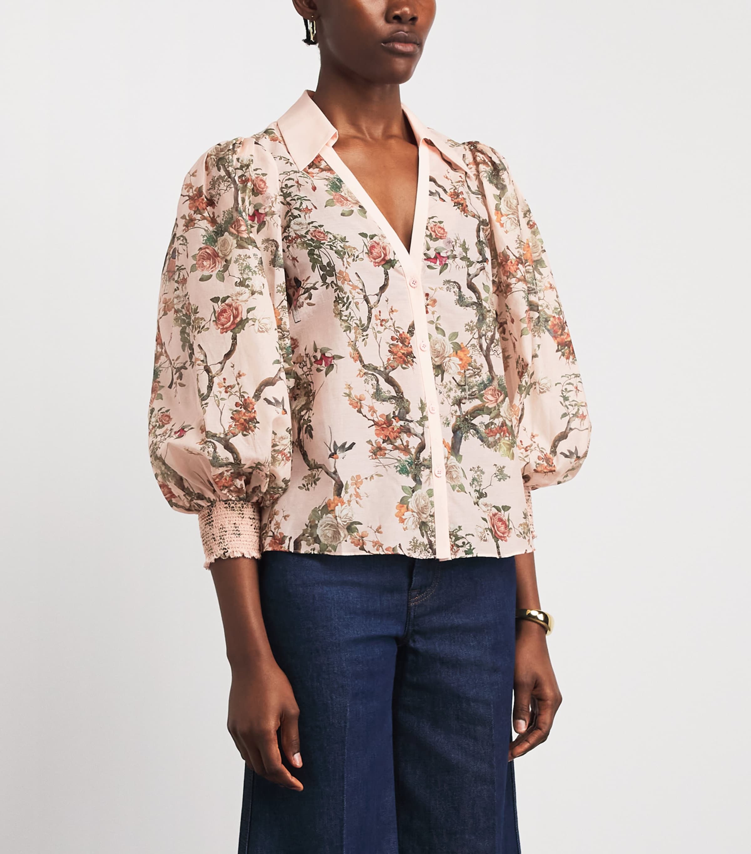 Alice+Olivia Womens Cotton-Silk Floral Charis Blouse Snset Grove Eng Rose Image 4