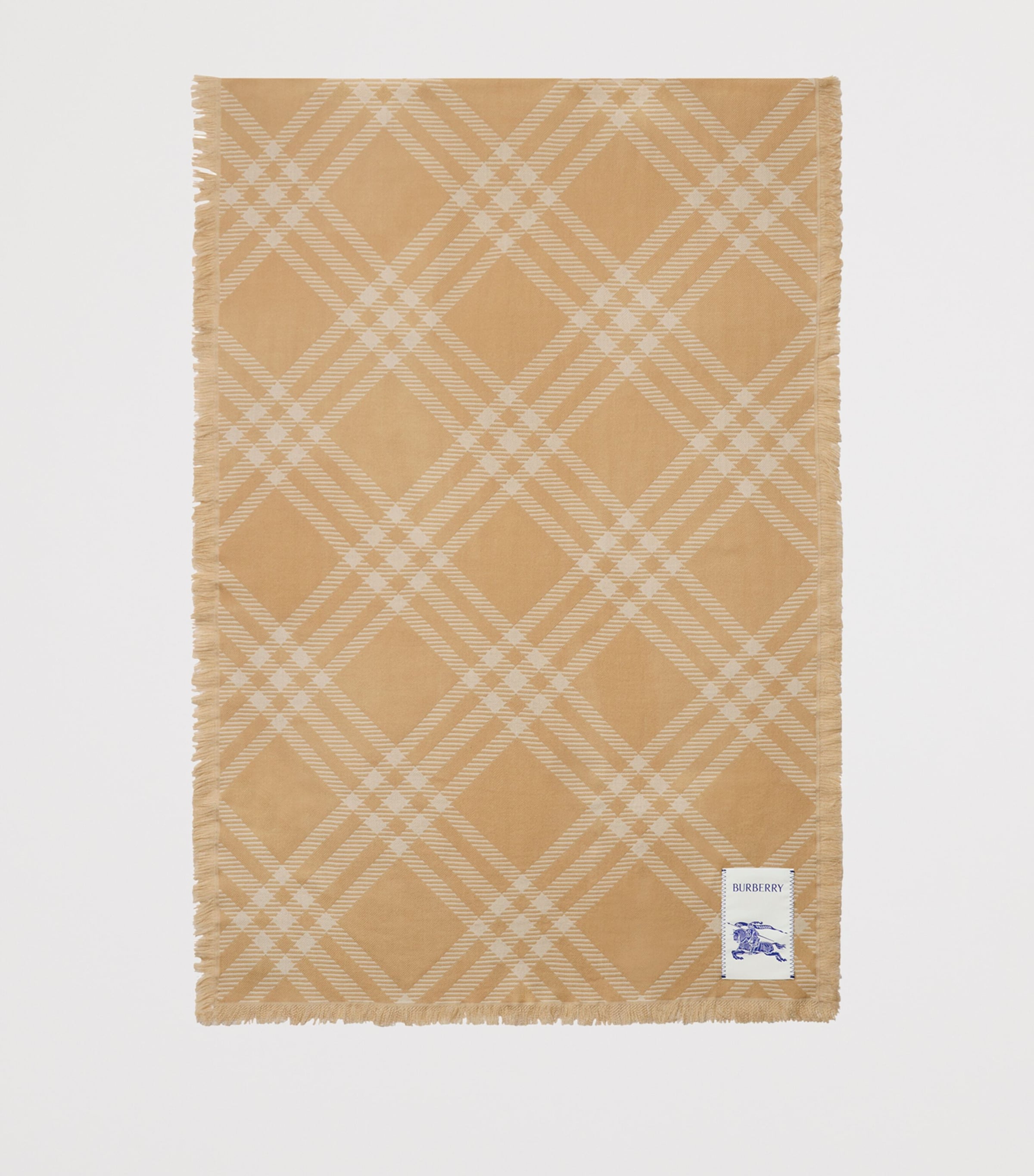 Wool-Silk Wide Check Scarf SAND/ECRU Image 6