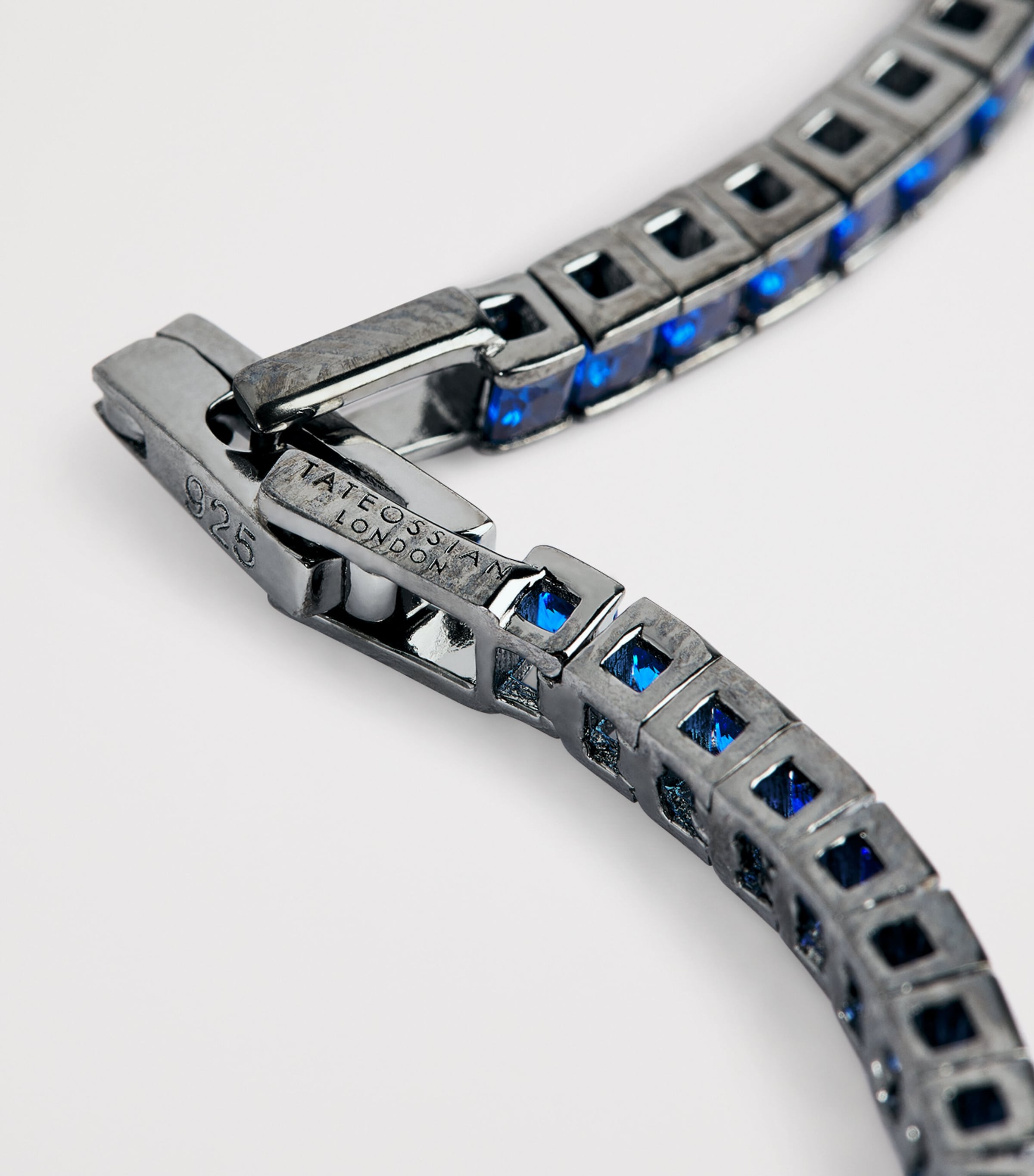 Rhodium-Plated Sterling Silver Quadro Tennis Bracelet BLUE Image 4