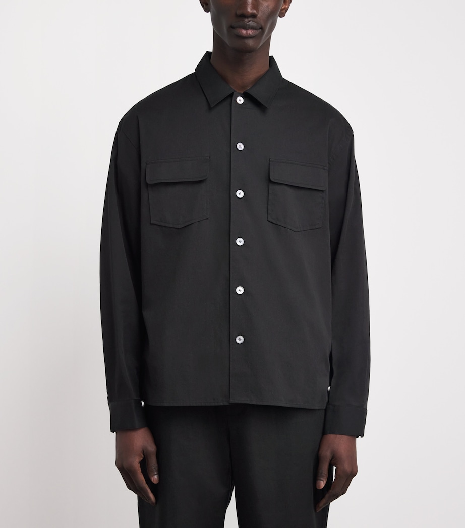 Cotton Patch-Pocket Overshirt WASHED BLACK Image 4