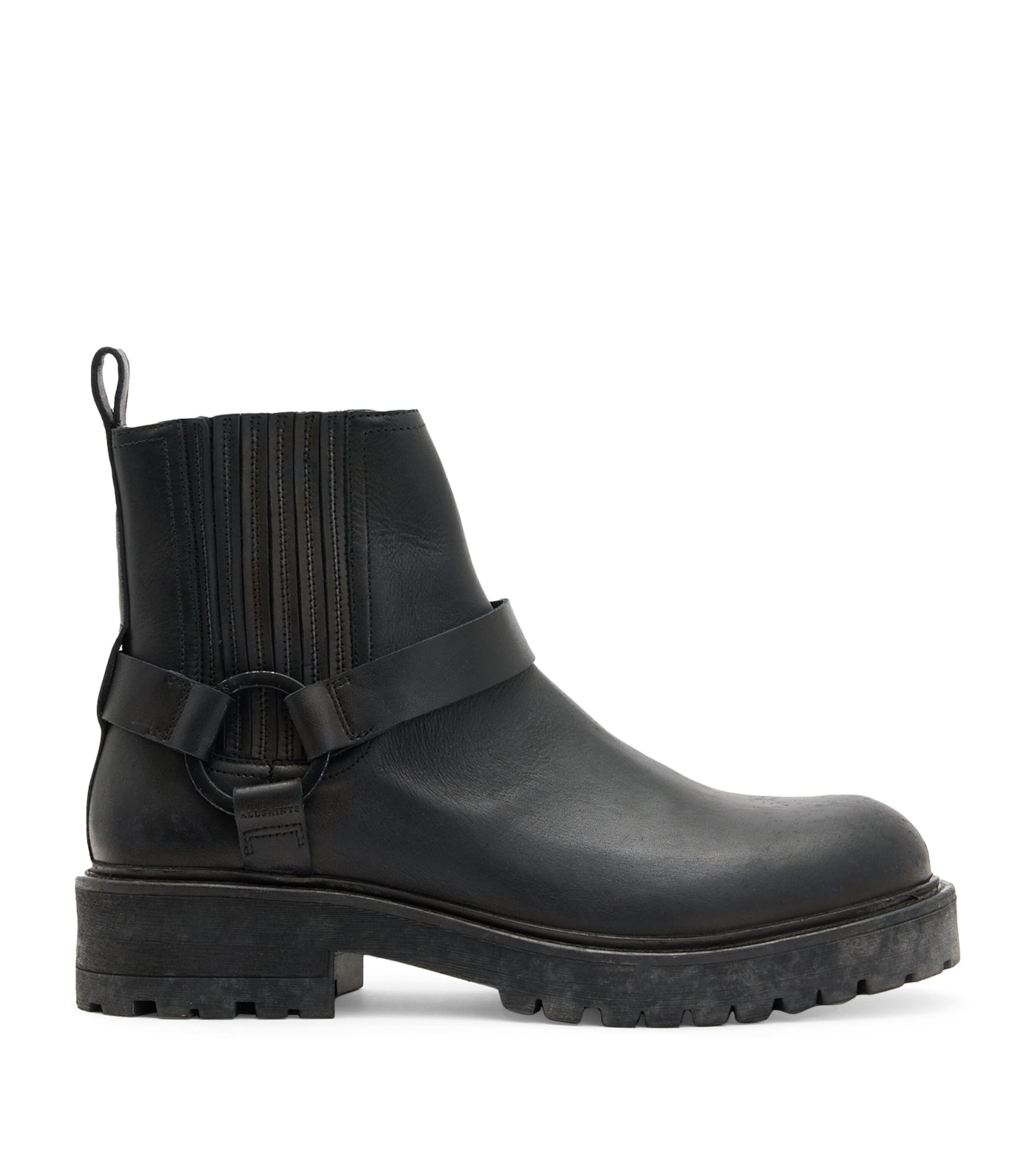 Shop Allsaints Leather Hank Biker Boots In Black