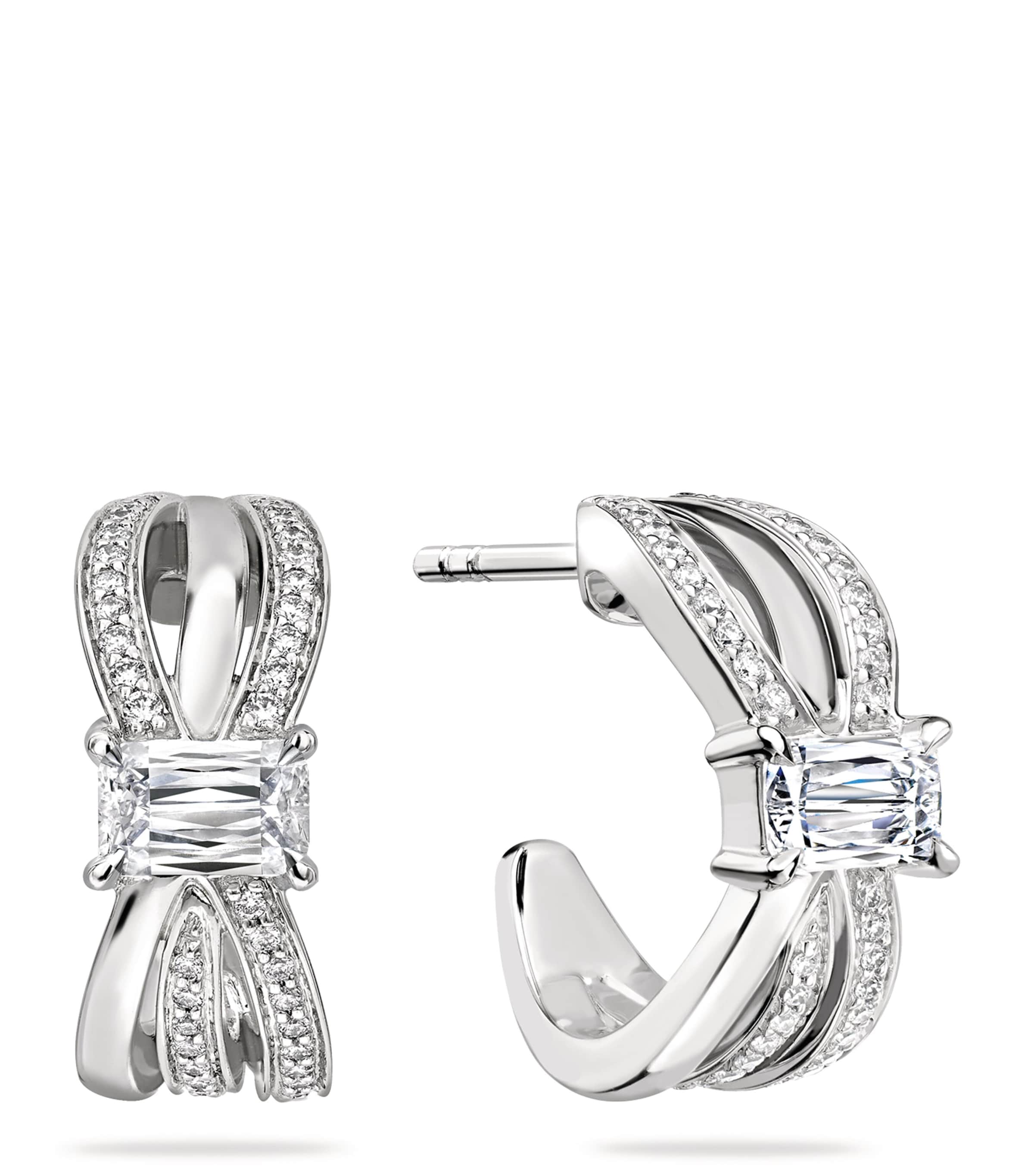 Platinum and Diamond Ribbons Earrings PLATINUM Image 3