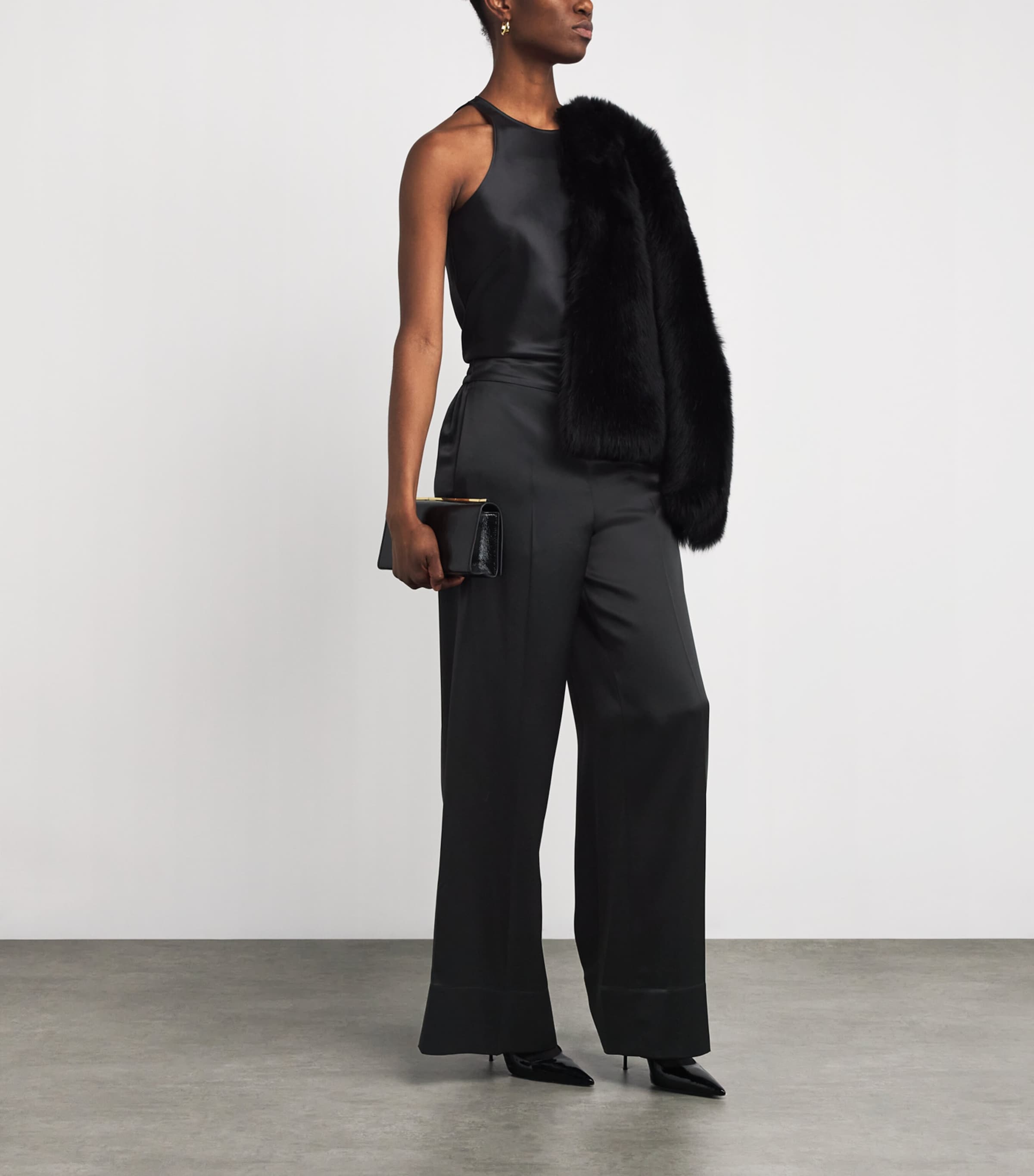 Satin Ritz Sleeveless Top BLACK Image 2