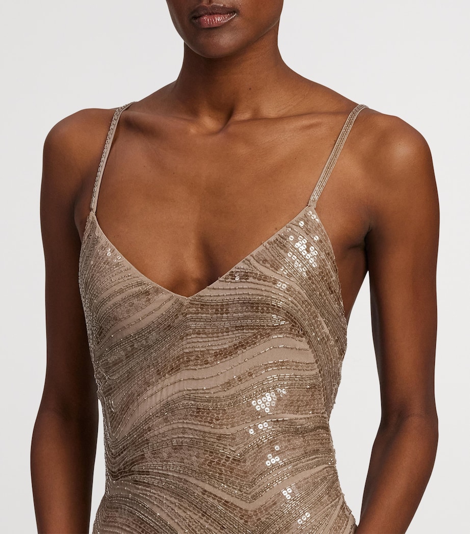 Mulberry Silk Sequin Gown ANTIQUE SILVER Image 7