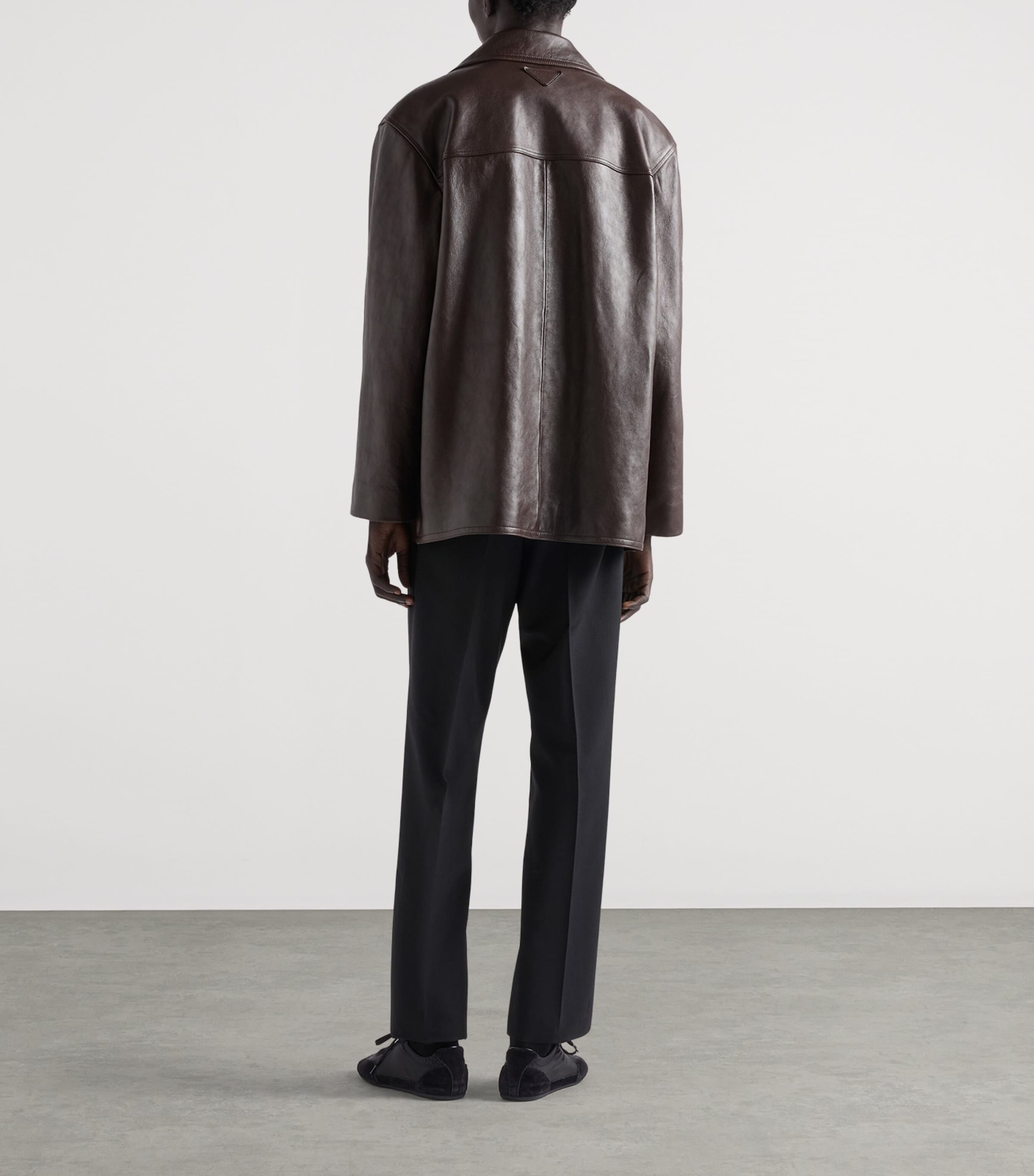 Prada Black Wool-Mohair Logo Trousers | Harrods UK