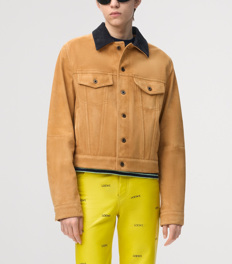 LOEWE Mens Suede Jacket Camel Image 3