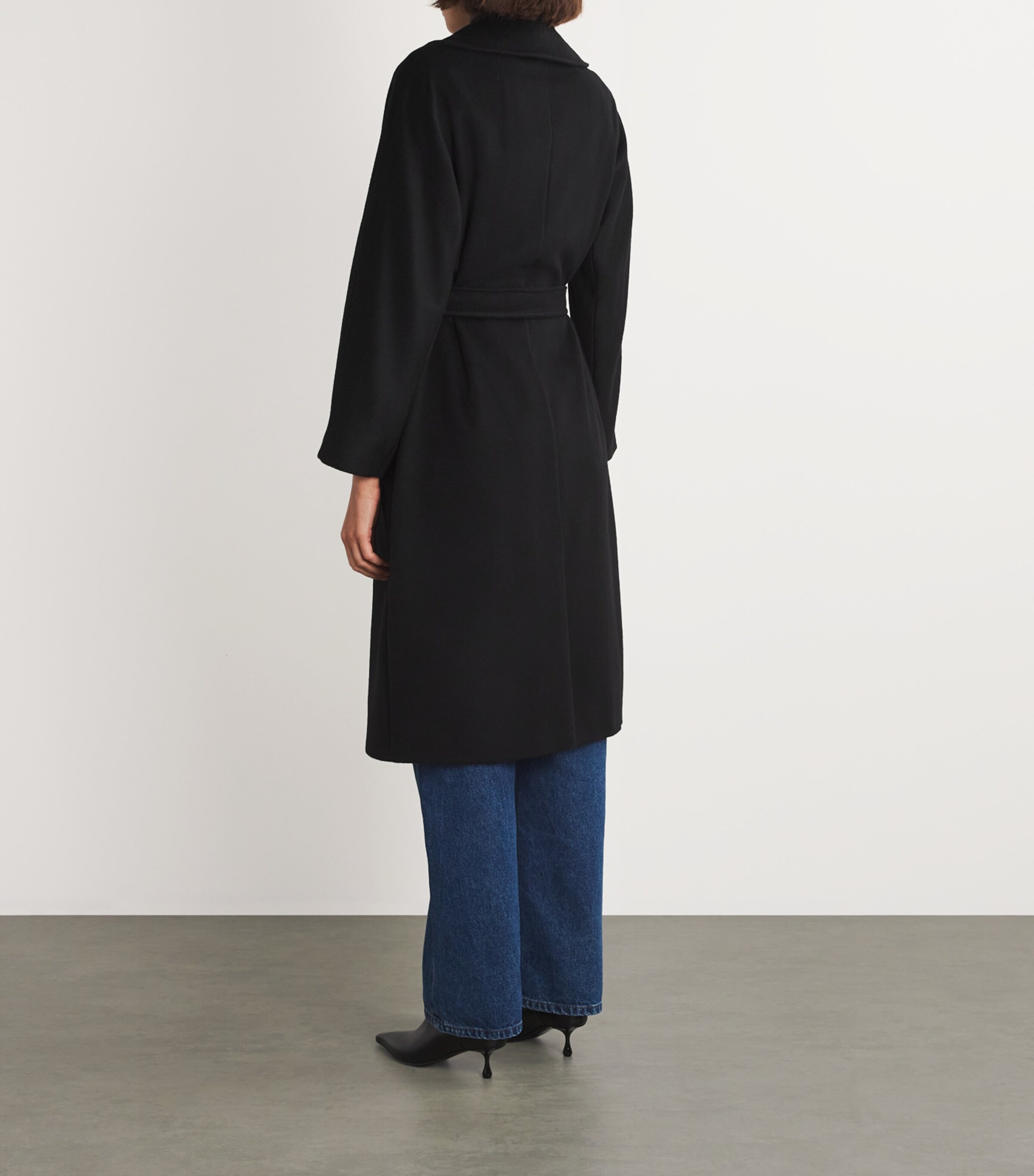 Weekend Max Mara Black Virgin Wool Belted Coat | Harrods US