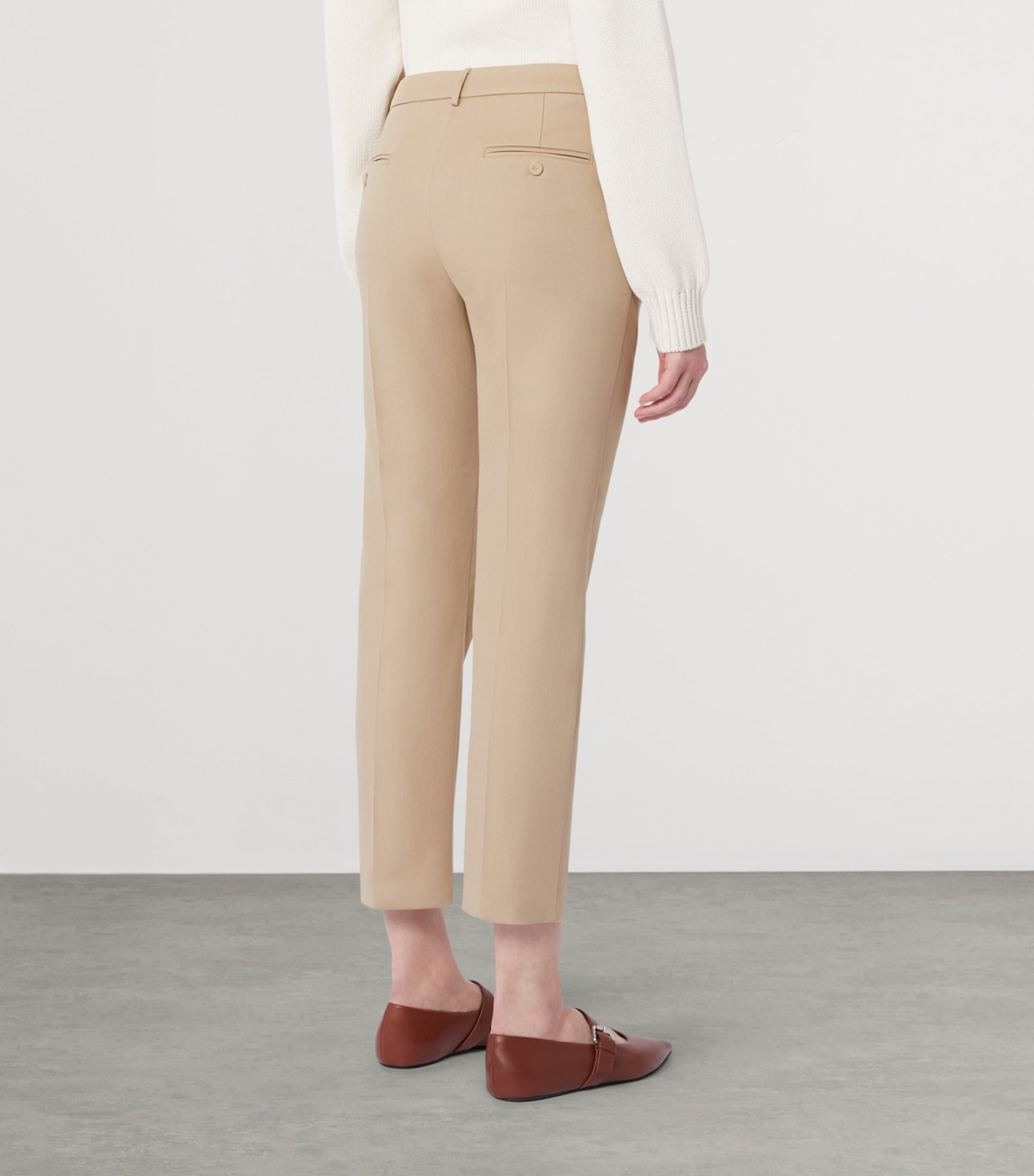 Weekend Max Mara Womens Stretch-Cotton Ankle-Length Trousers Camel Image 4