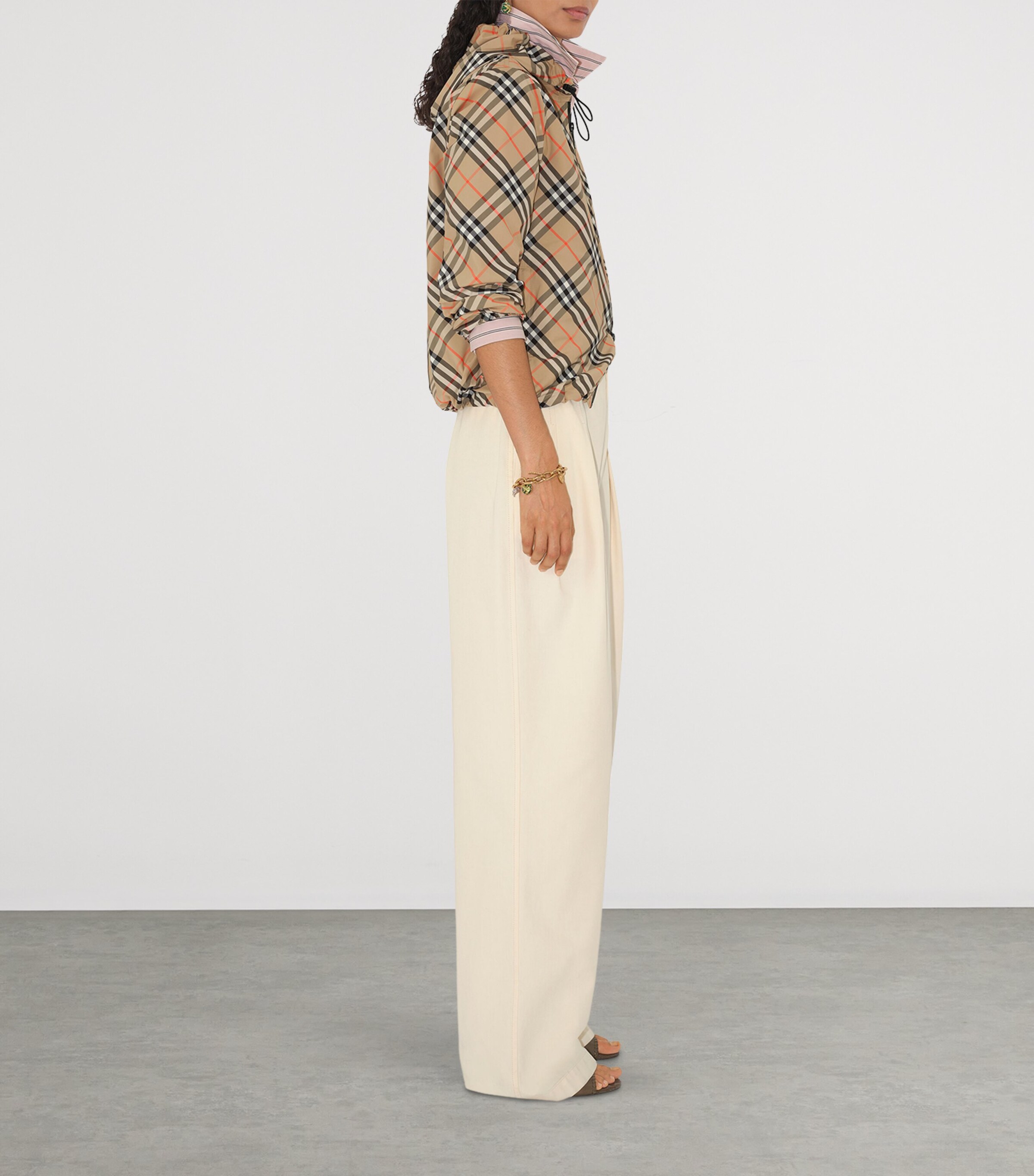 Burberry Womens Check Hooded Jacket Sand Ip Check Image 3