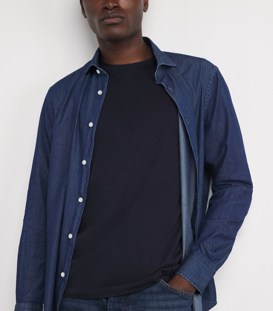 Cotton Crew-Neck T-Shirt 01 BLUE NAVY Image 6