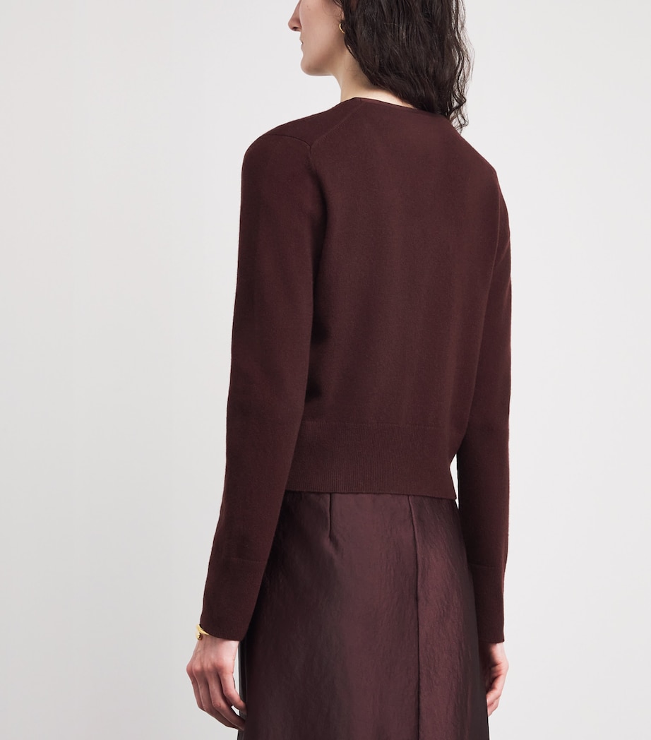 Wool-Blend Satin-Trim Cardigan 701OXB Image 4