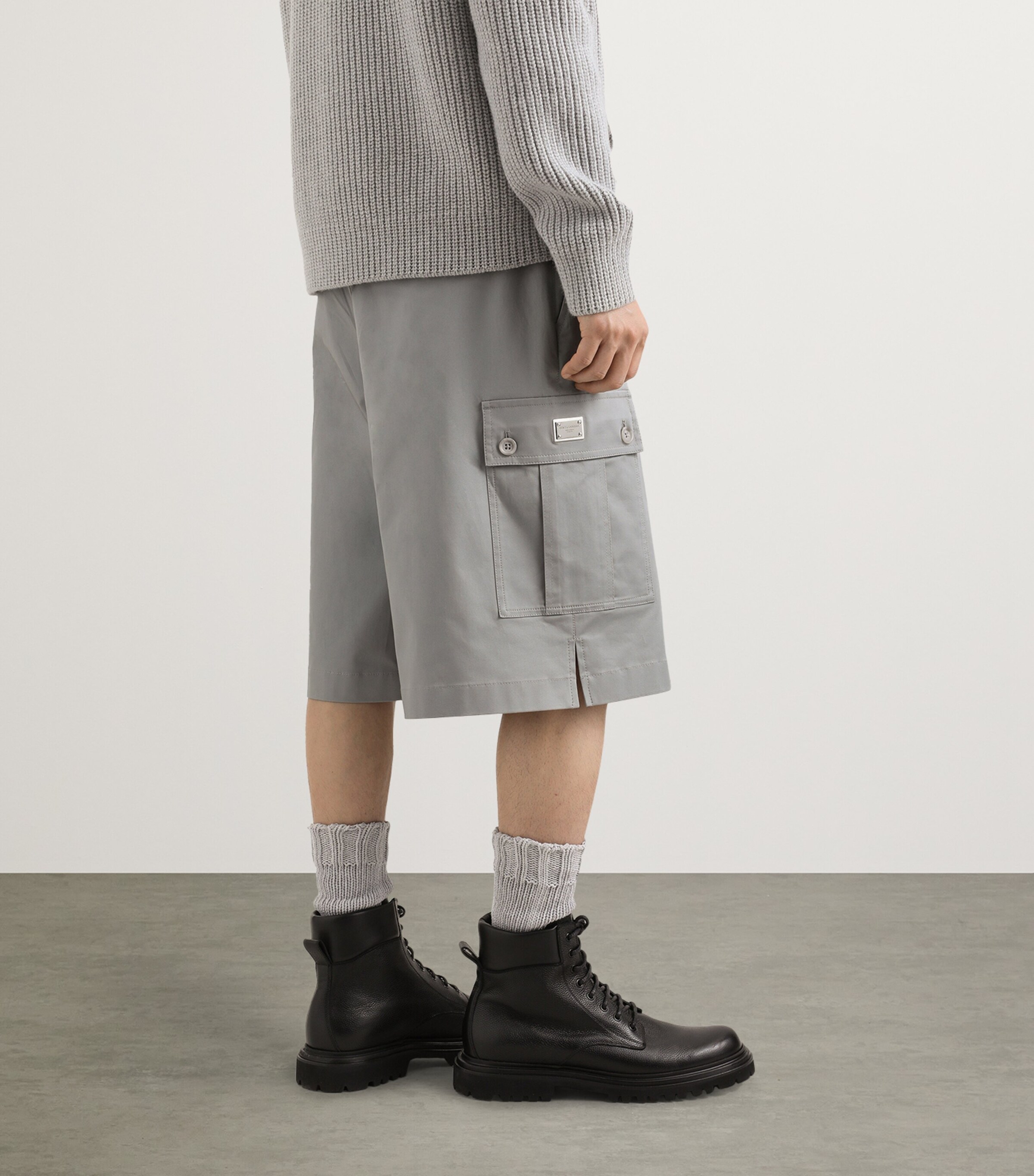 Stretch-Cotton Cargo Shorts N0493-GREY-BEIGE 1 Image 4