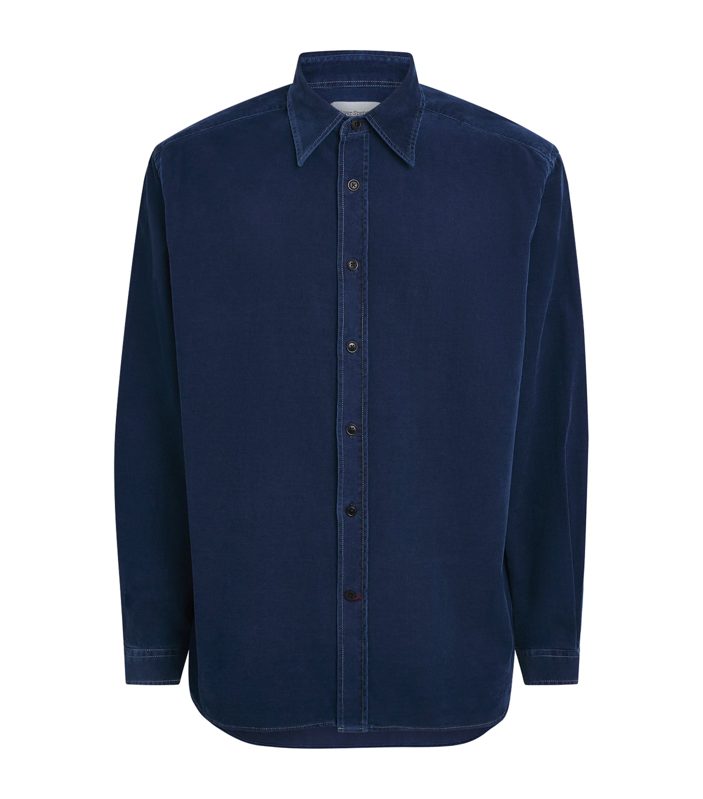 Oliver Spencer Mens Cotton Newson Cord Atlanta Shirt Indigo Blue Rinse Image 1