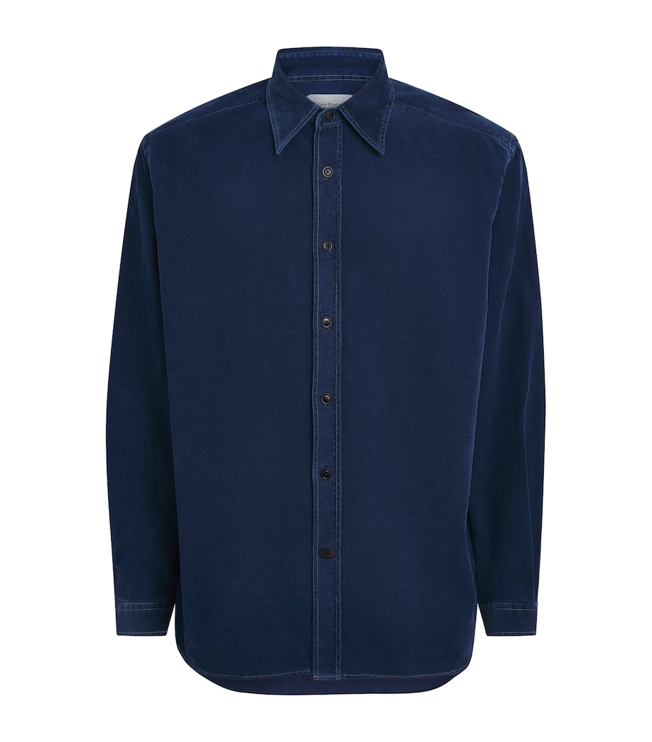 Oliver Spencer Mens Cotton Newson Cord Atlanta Shirt Indigo Blue Rinse Image 1
