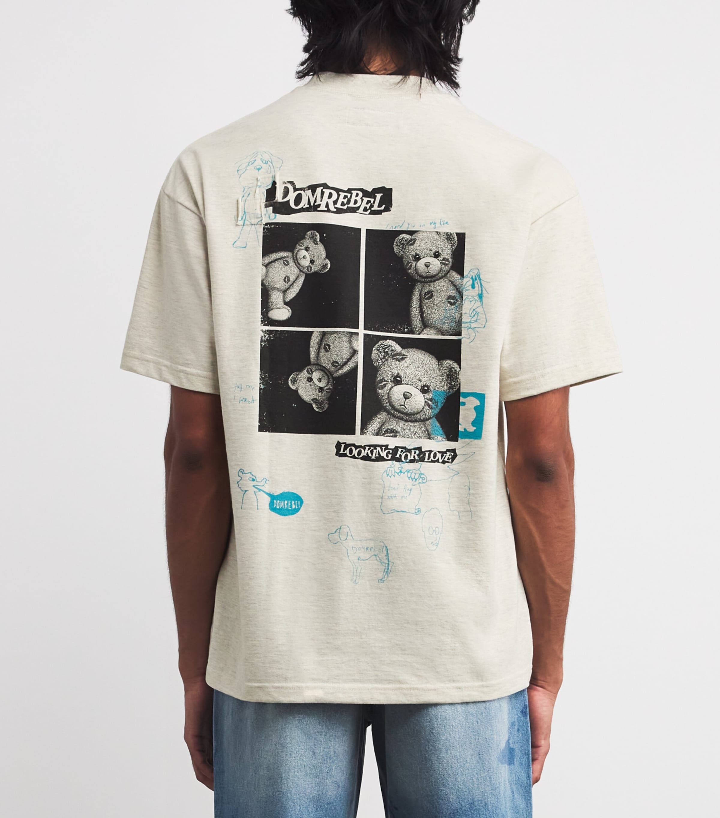 DOMREBEL Mens Cotton Scribble T-Shirt Greige Image 4