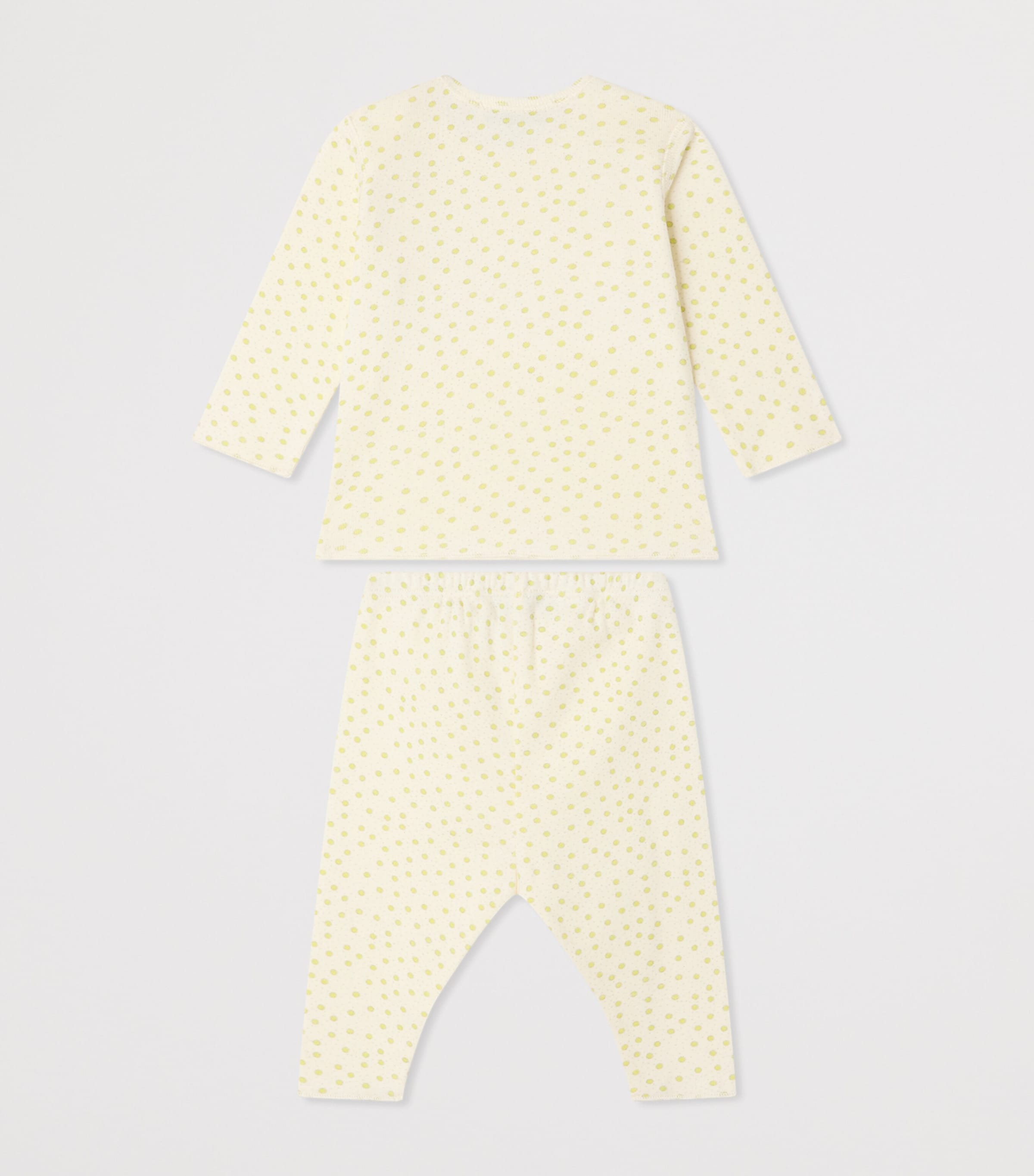 Bonpoint Cotton Polka Dot Top and Trousers Set (1-18 Months) Po Anis Image 2