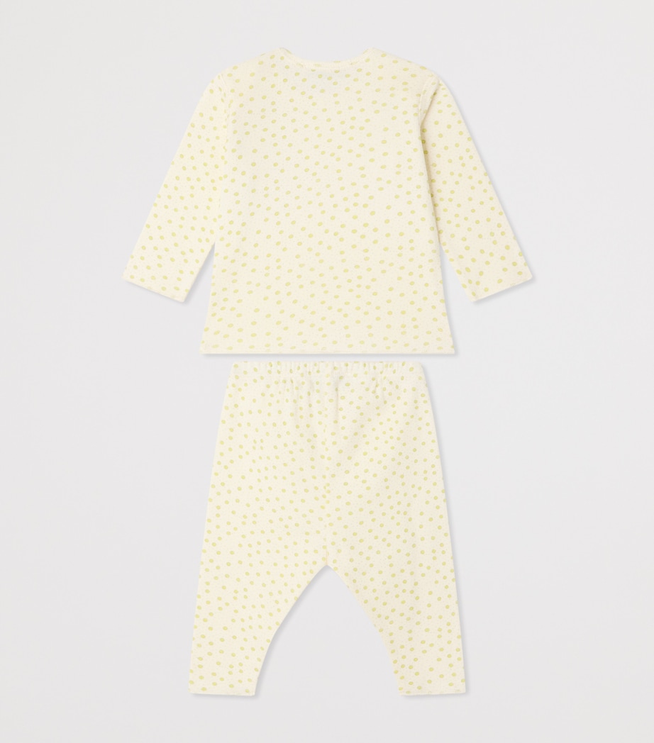 Bonpoint Cotton Polka Dot Top and Trousers Set (1-18 Months) Po Anis Image 2