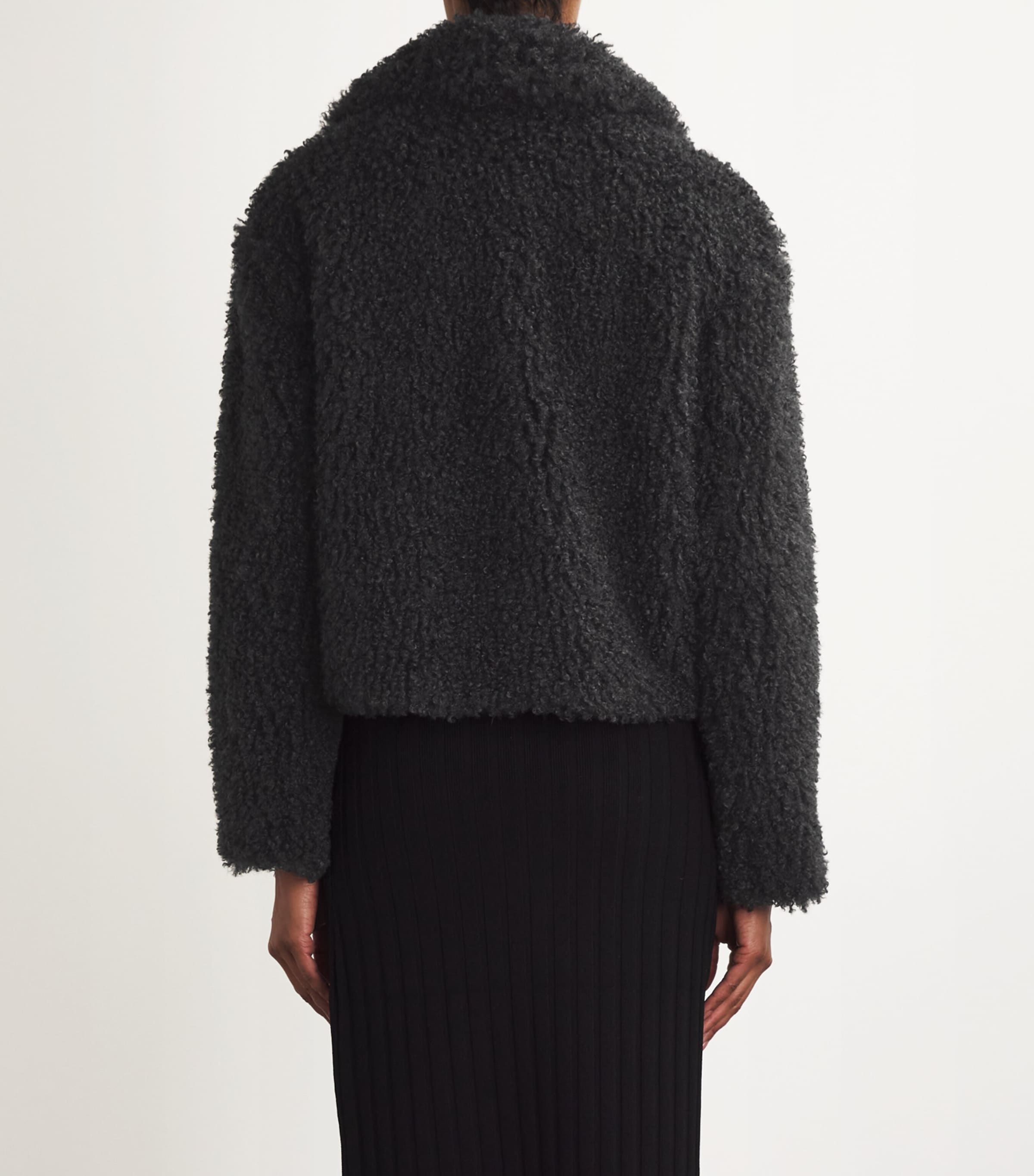 Faux-Shearling Cropped Jacket ANTHRACITE GREY Image 4