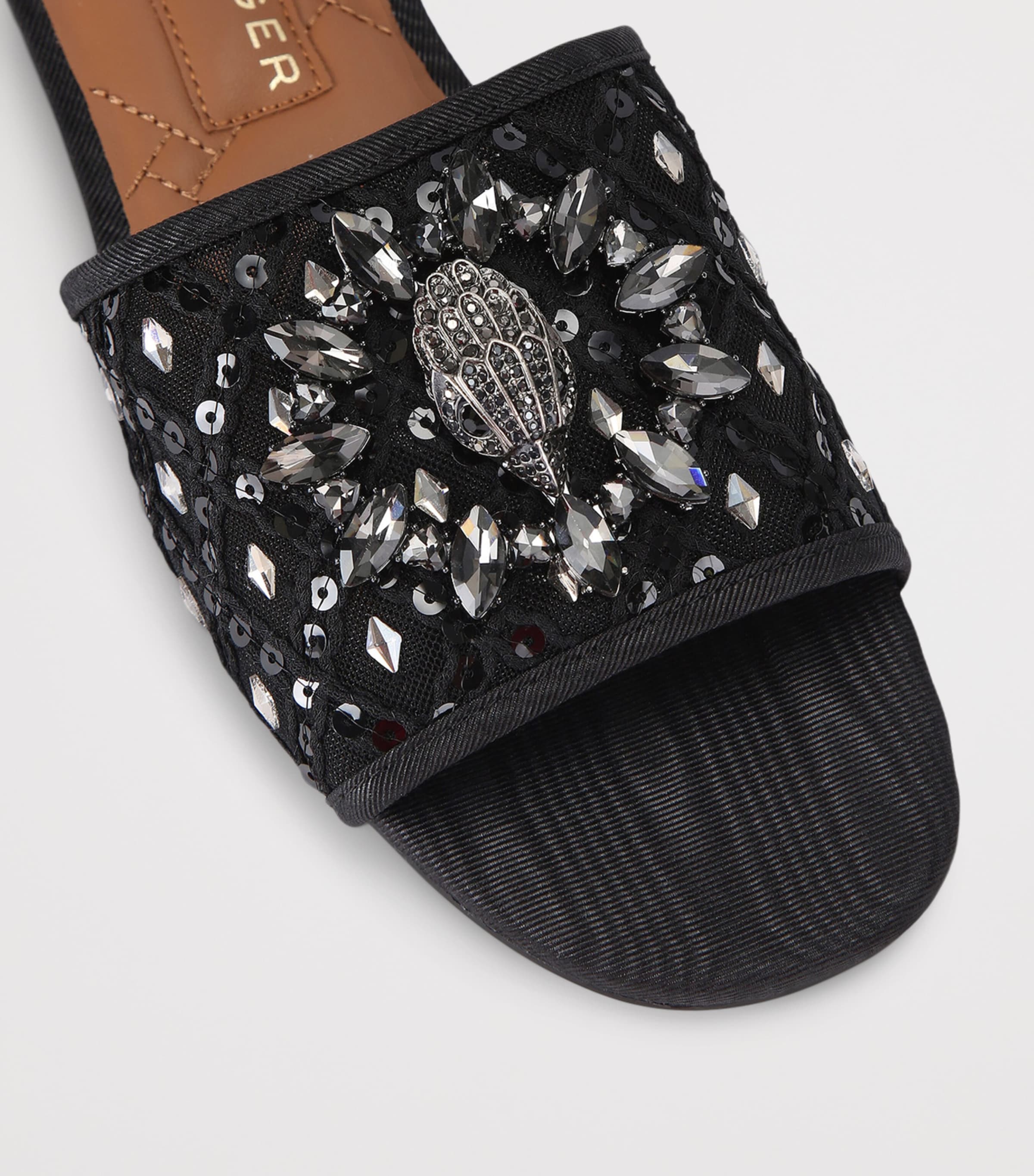 Embellished Chelsea Flat Sandals BLACK Image 2