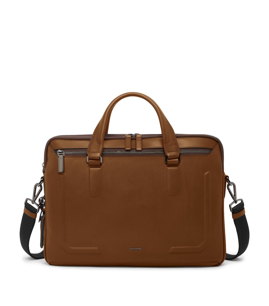Tumi Leather Harrison Briefcase Cognac Bombe Image 1